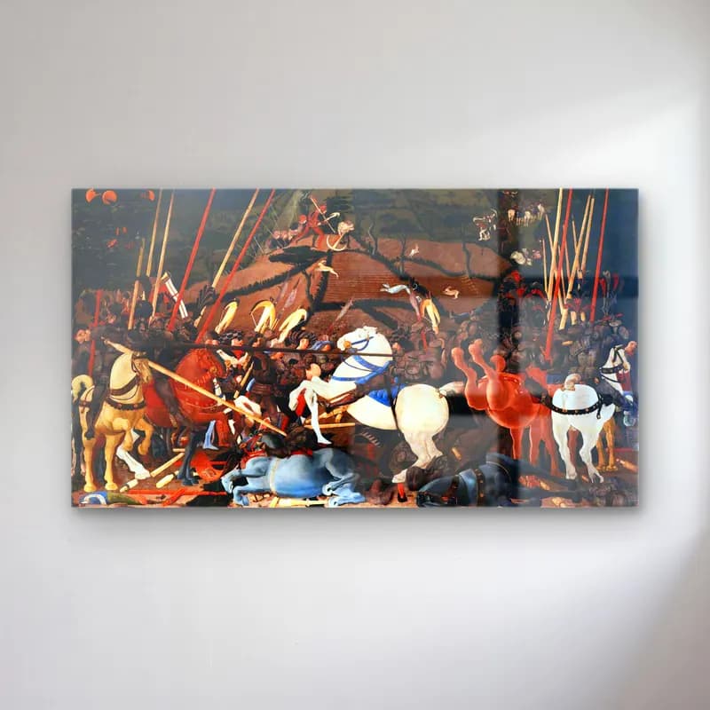Paolo Uccello – Bernardino della Ciarda Thrown off his Horse cam tablo — Paolo Uccello – Bernardino della Ciarda Thrown off his Horse — empresyonist savaş sahnesi