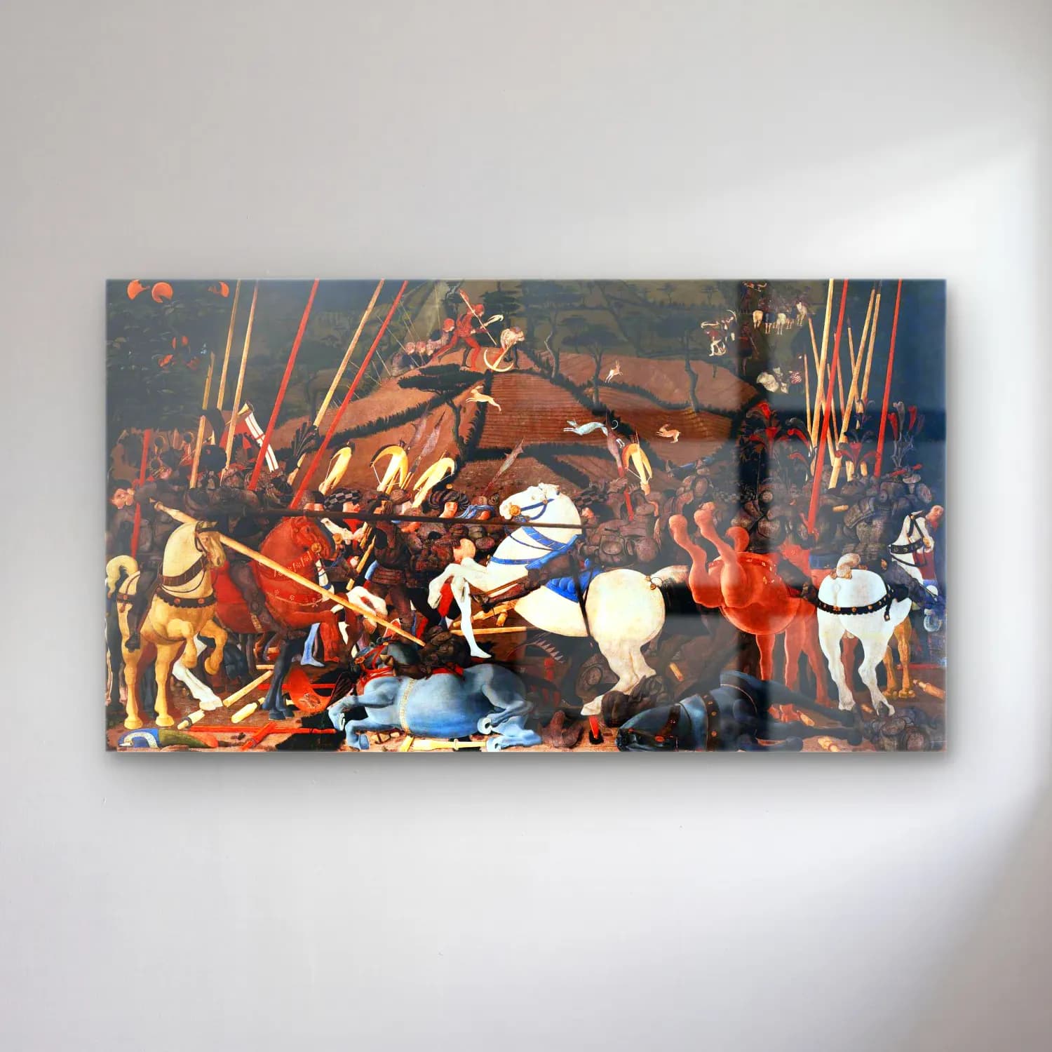 Paolo Uccello – Bernardino della Ciarda Thrown off his Horse cam tablo — Paolo Uccello – Bernardino della Ciarda Thrown off his Horse — empresyonist savaş sahnesi