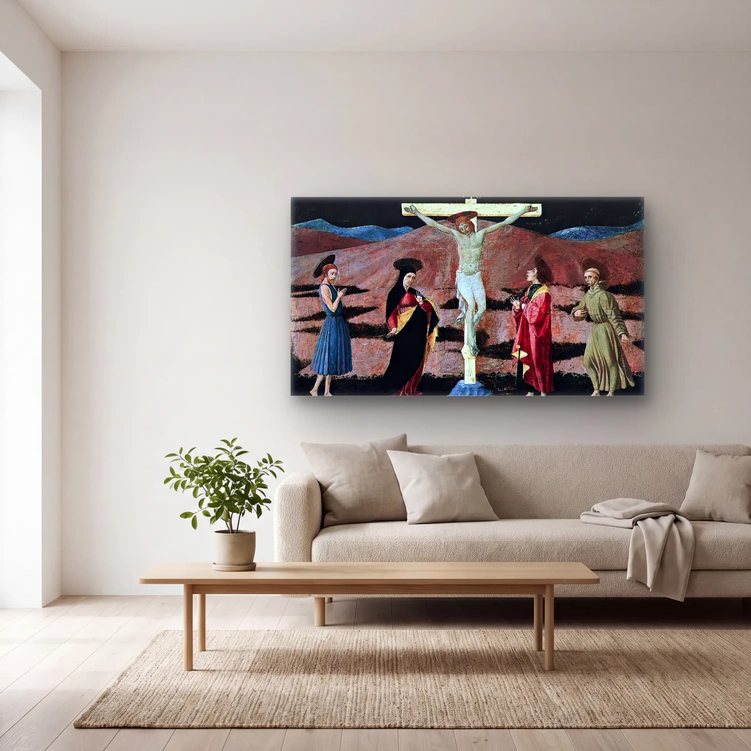 Paolo Uccello – Crucifixion cam tablo — açık renk salonda