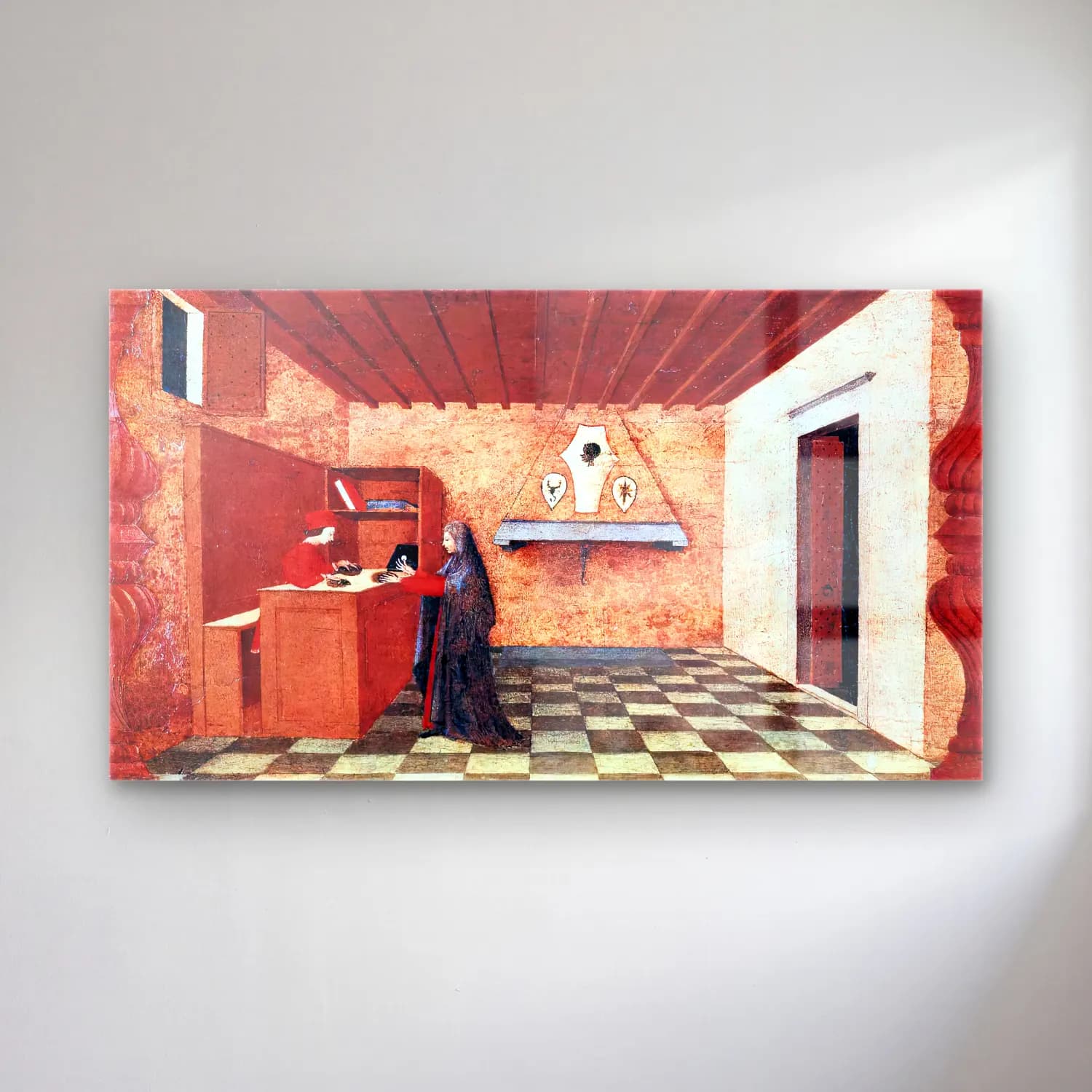 Paolo Uccello – Miracle of the Desecrated Host (Scene 1) cam tablo — Paolo Uccello – Miracle of the Desecrated Host (Scene 1) — vintage dini sahne