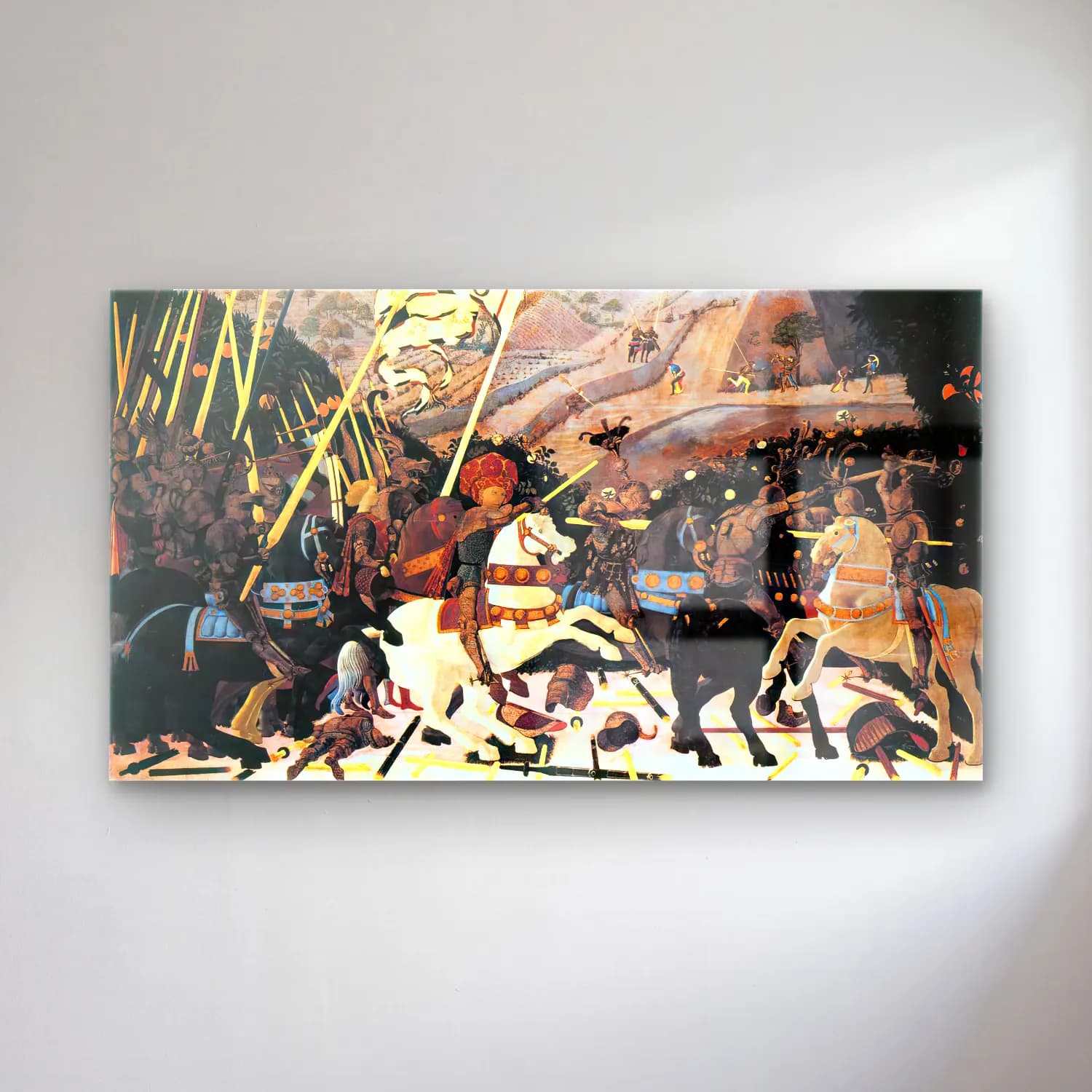 Paolo Uccello – Niccolò da Tolentino Leads the Florentine Troops cam tablo — Paolo Uccello – Niccolò da Tolentino Leads the Florentine Troops — vintage savaş sahnesi