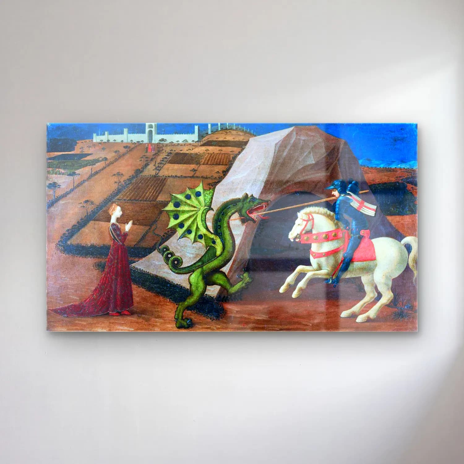 Paolo Uccello – St George and the Dragon cam tablo — Paolo Uccello – St George and the Dragon — vintage mitolojik sahne