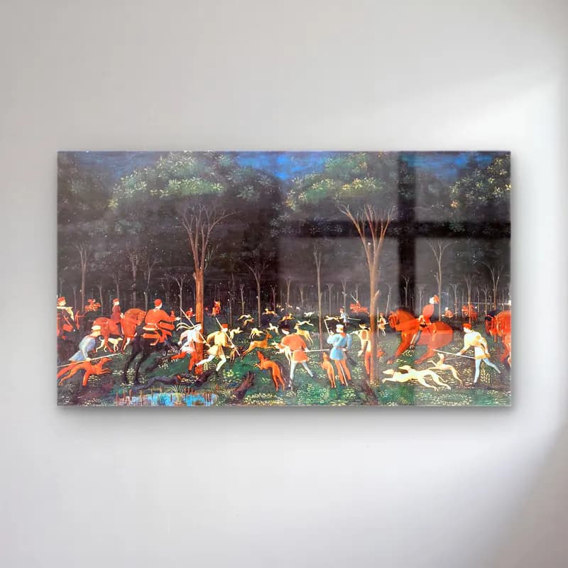 Paolo Uccello – The Hunt in the Forest cam tablo — Paolo Uccello – The Hunt in the Forest — empresyonist mitolojik sahne