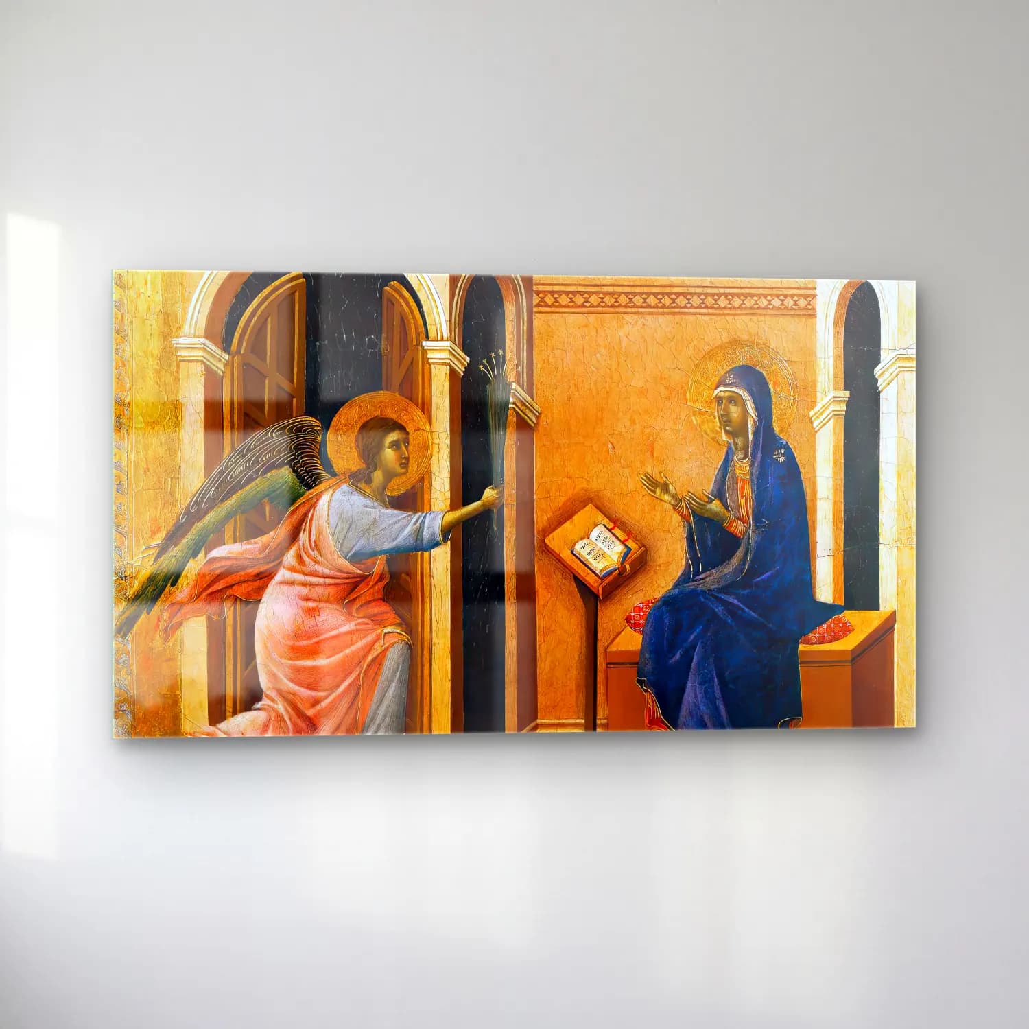 Duccio di Buoninsegna – Announcement of Death to the Virgin (panel 1) cam tablo — sol açıdan görünüm