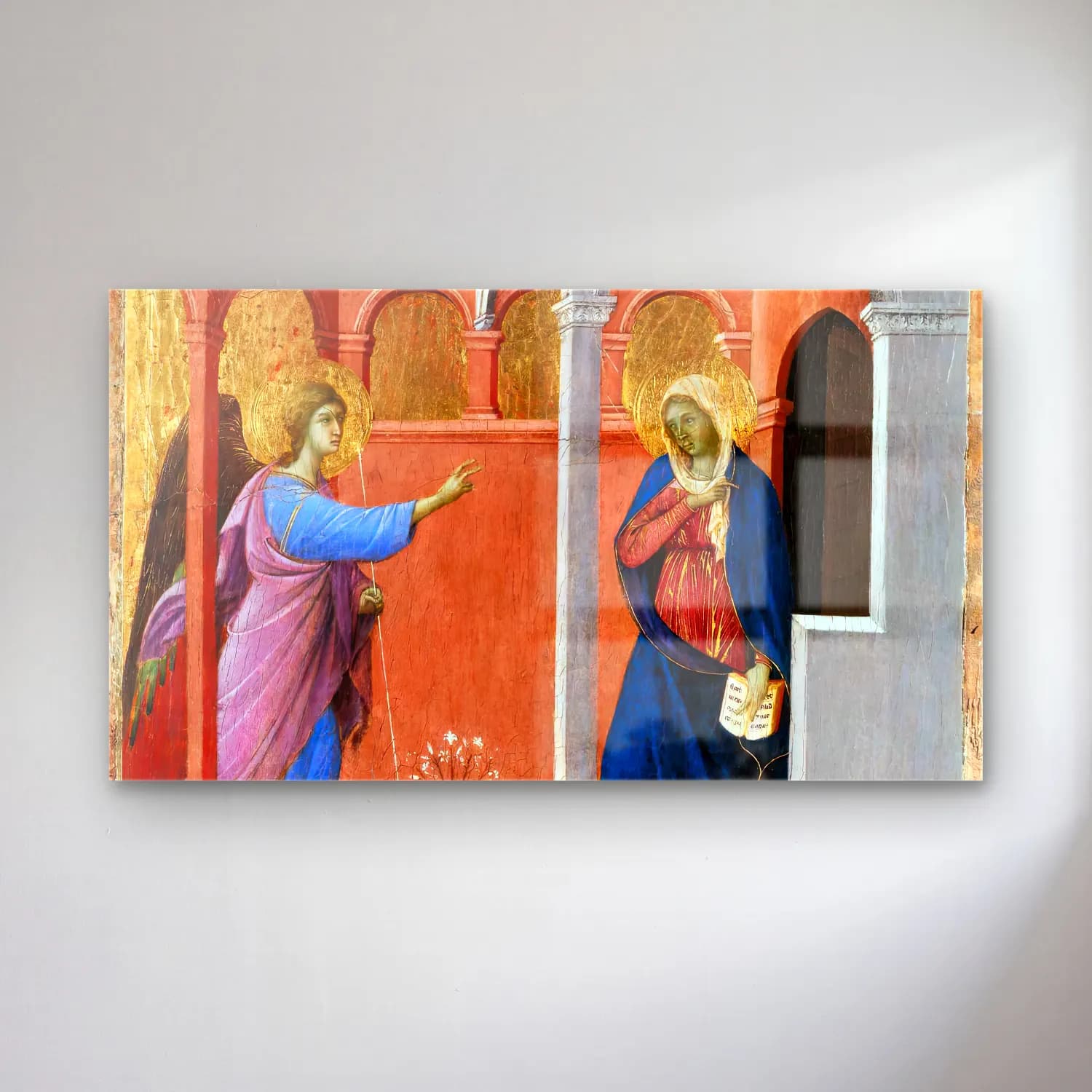 Duccio di Buoninsegna – Annunciation (scene 1) cam tablo — Duccio di Buoninsegna – Annunciation (scene 1) — yağlı boya dini sahne