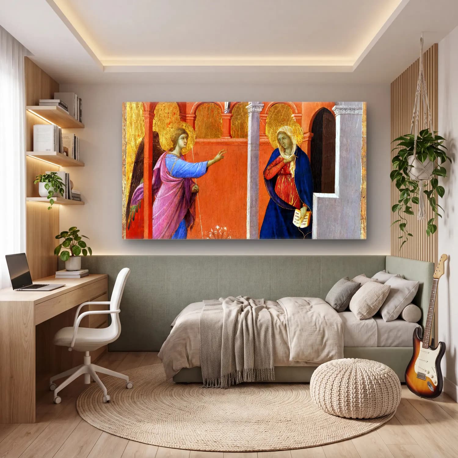 Duccio di Buoninsegna – Annunciation (scene 1) cam tablo — genç odasında