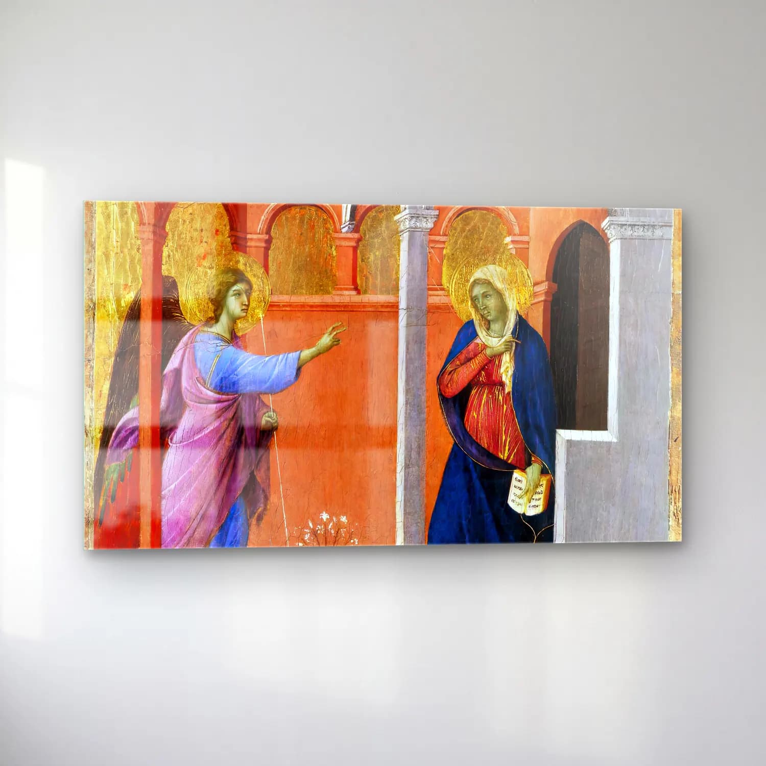 Duccio di Buoninsegna – Annunciation (scene 1) cam tablo — sol açıdan görünüm