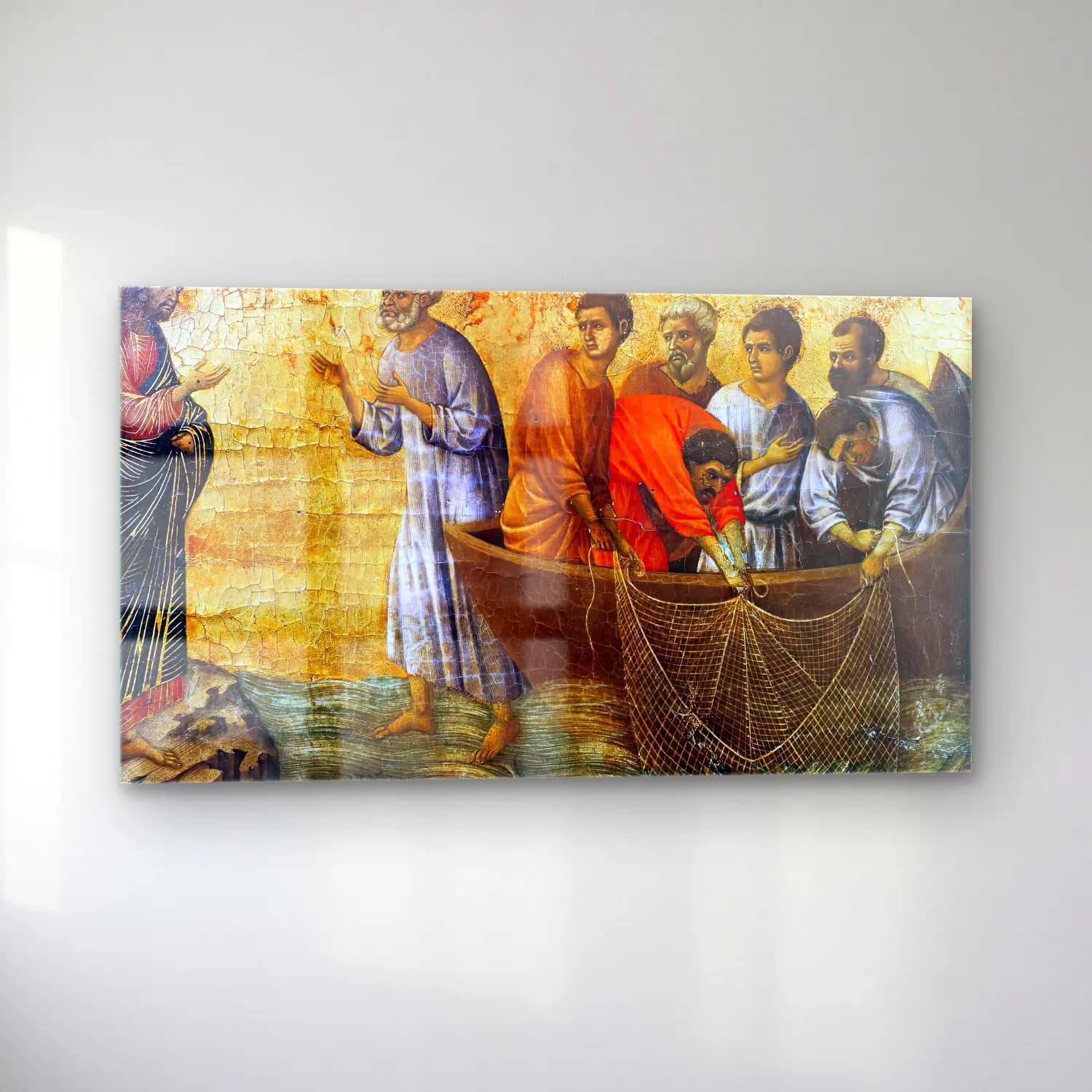 Duccio di Buoninsegna – Appearance on Lake Tiberias (panel 3) cam tablo — sol açıdan görünüm