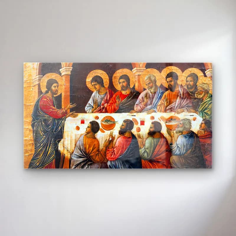 Duccio di Buoninsegna – Appearance to the Apostles (panel 7) cam tablo — Duccio di Buoninsegna – Appearance to the Apostles (panel 7) — empresyonist dini sahne