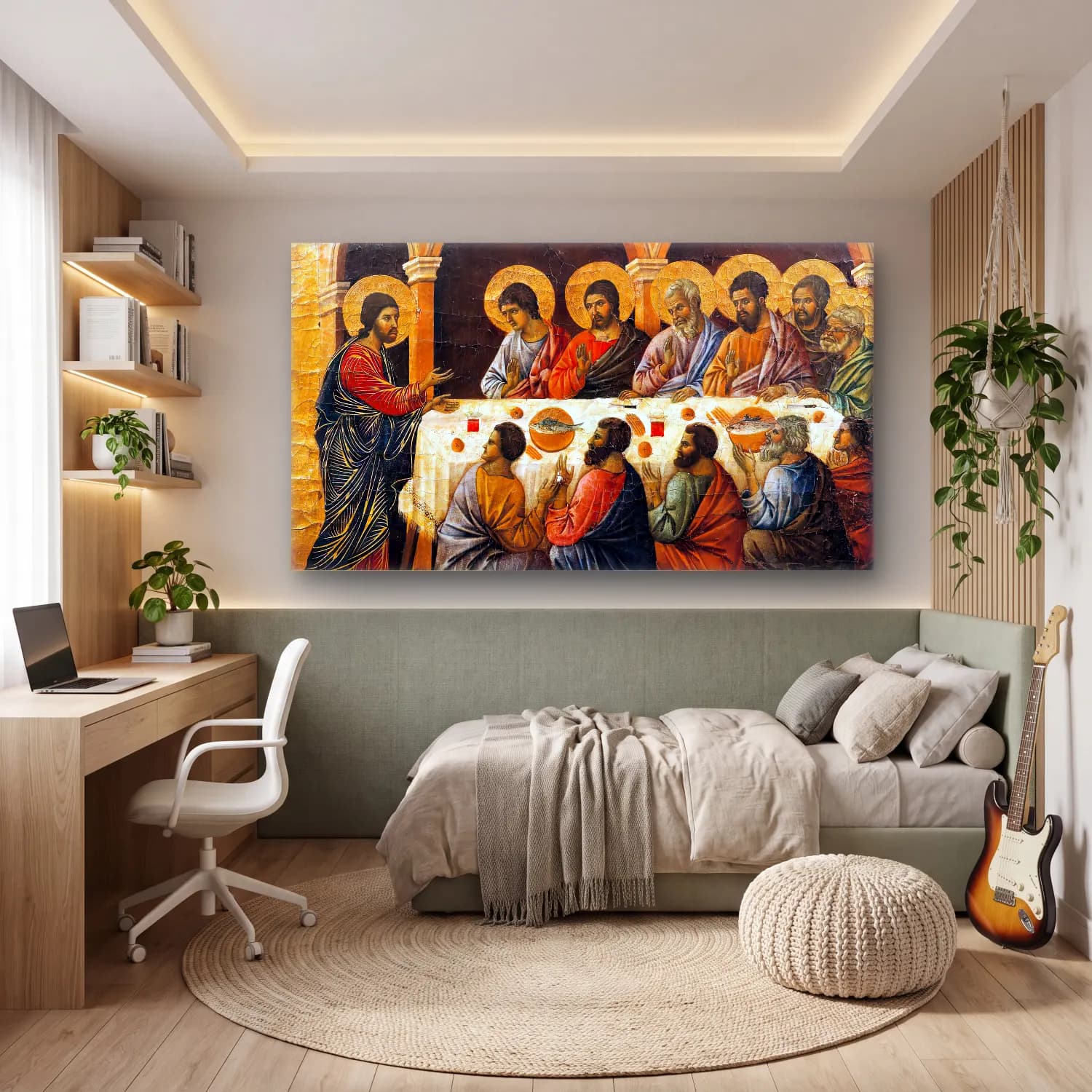 Duccio di Buoninsegna – Appearance to the Apostles (panel 7) cam tablo — genç odasında