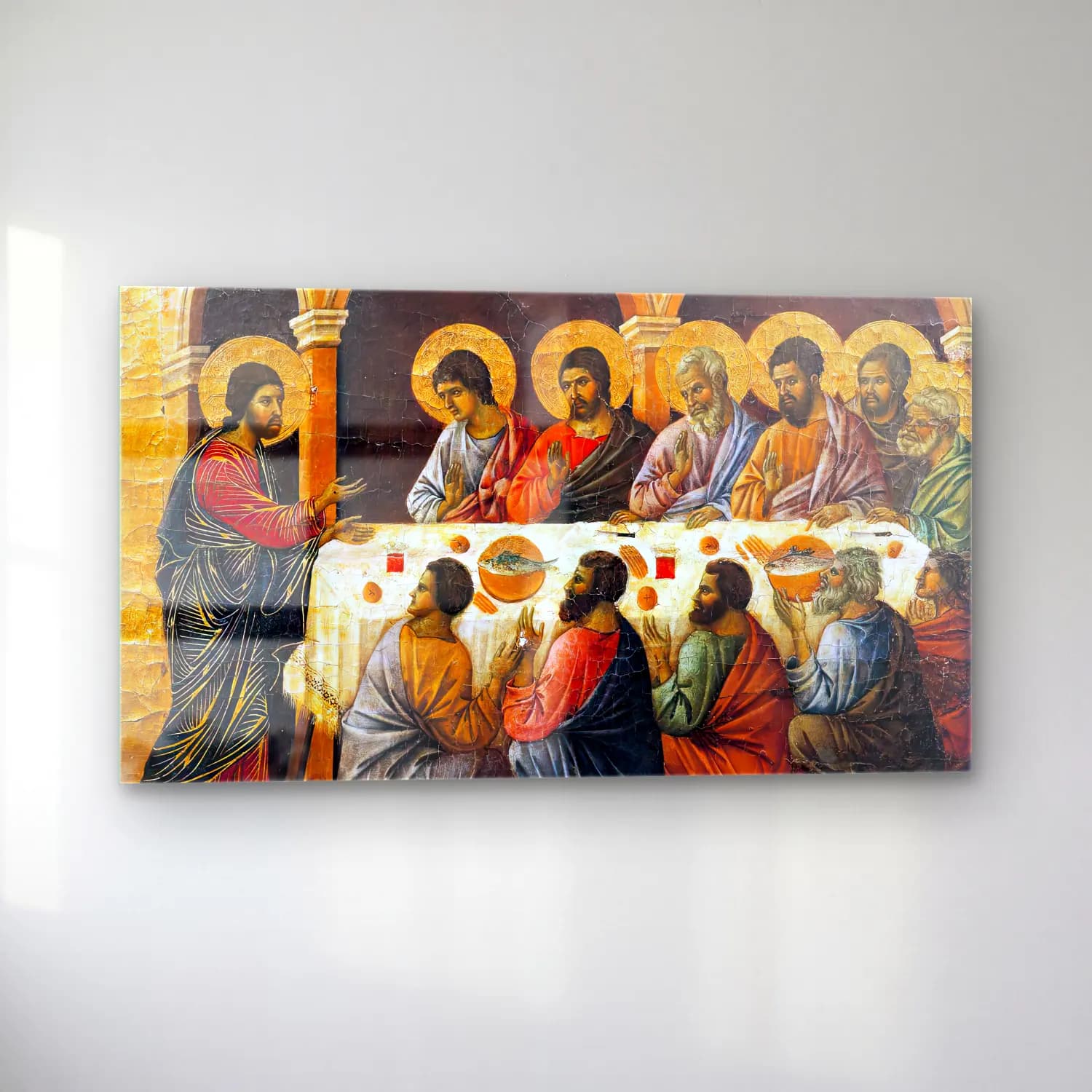 Duccio di Buoninsegna – Appearance to the Apostles (panel 7) cam tablo — sol açıdan görünüm