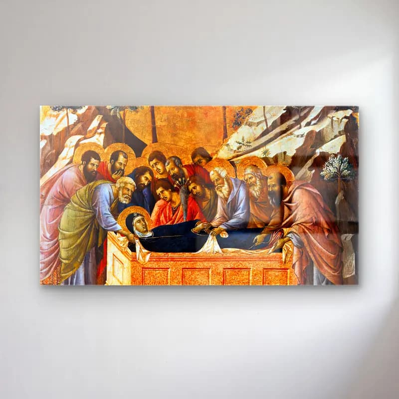 Duccio di Buoninsegna – Burial of the Virgin (panel 8) cam tablo — Duccio di Buoninsegna – Burial of the Virgin (panel 8) — yağlı boya dini sahne