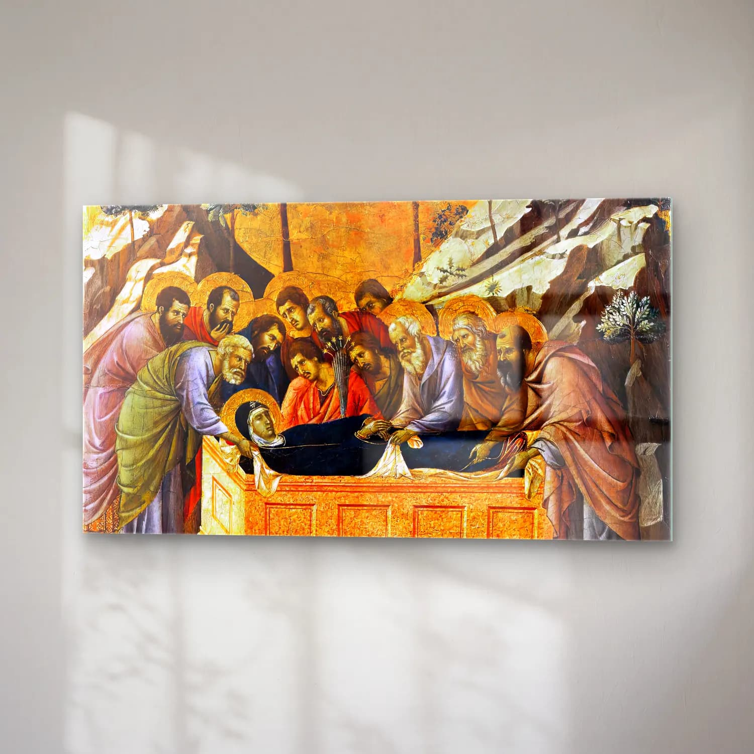 Duccio di Buoninsegna – Burial of the Virgin (panel 8) cam tablo — sağ açıdan görünüm