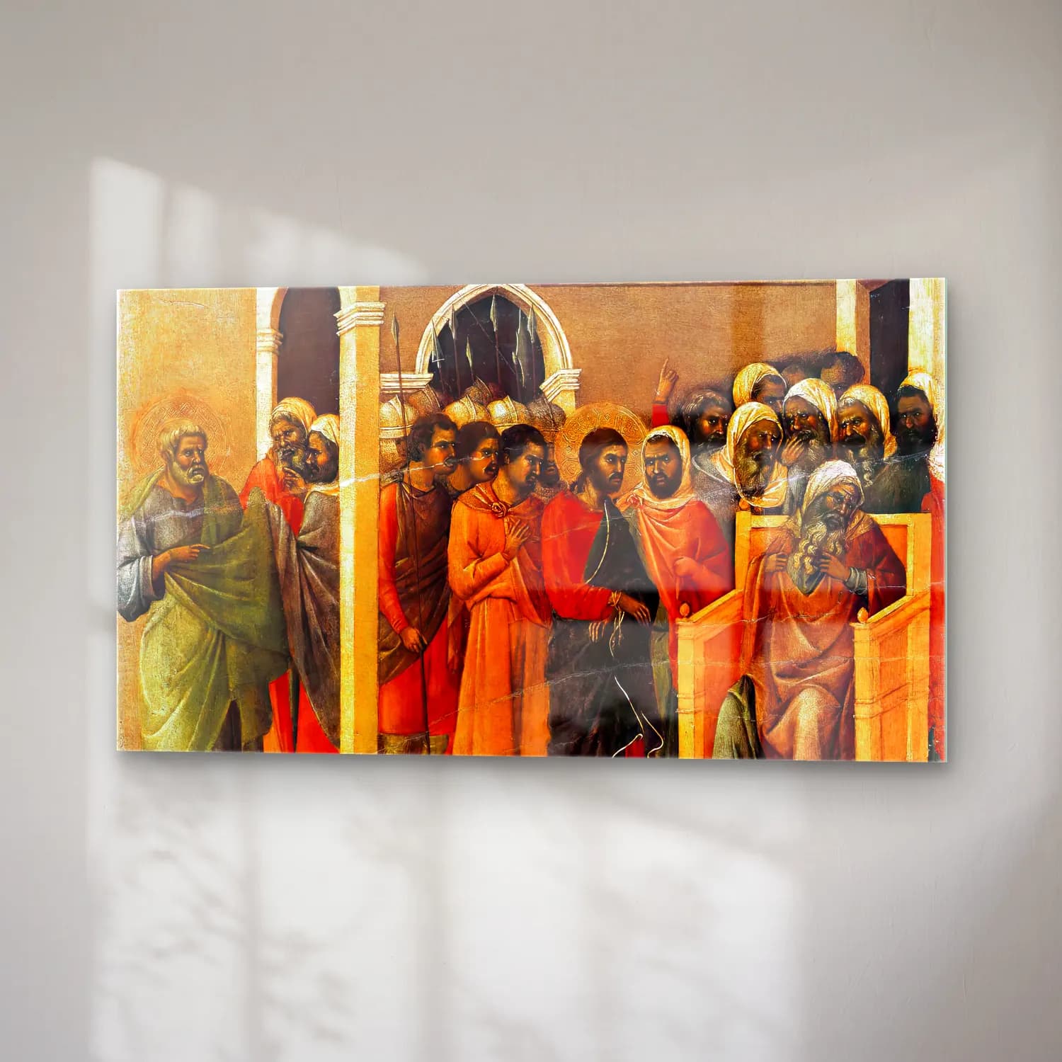 Duccio di Buoninsegna – Christ Before Caiaphas (scene 10) cam tablo — sağ açıdan görünüm