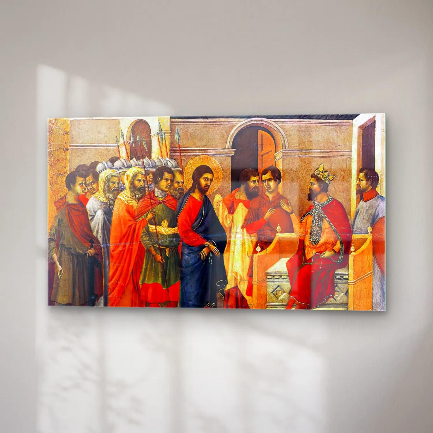 Duccio di Buoninsegna – Christ Before King Herod (scene 14) cam tablo — sağ açıdan görünüm