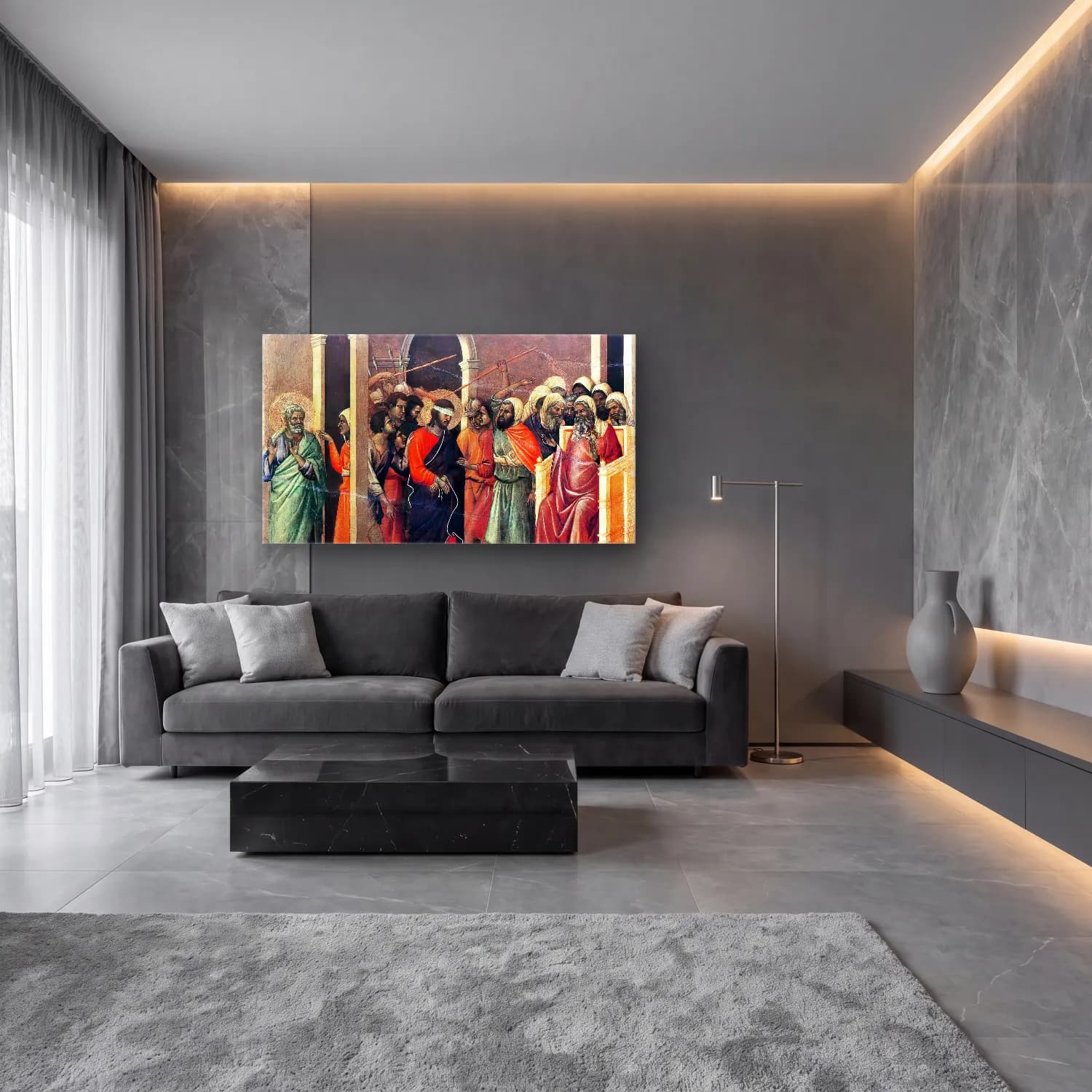 Duccio di Buoninsegna – Christ Mocked (scene 11) cam tablo — lüks salon duvarında
