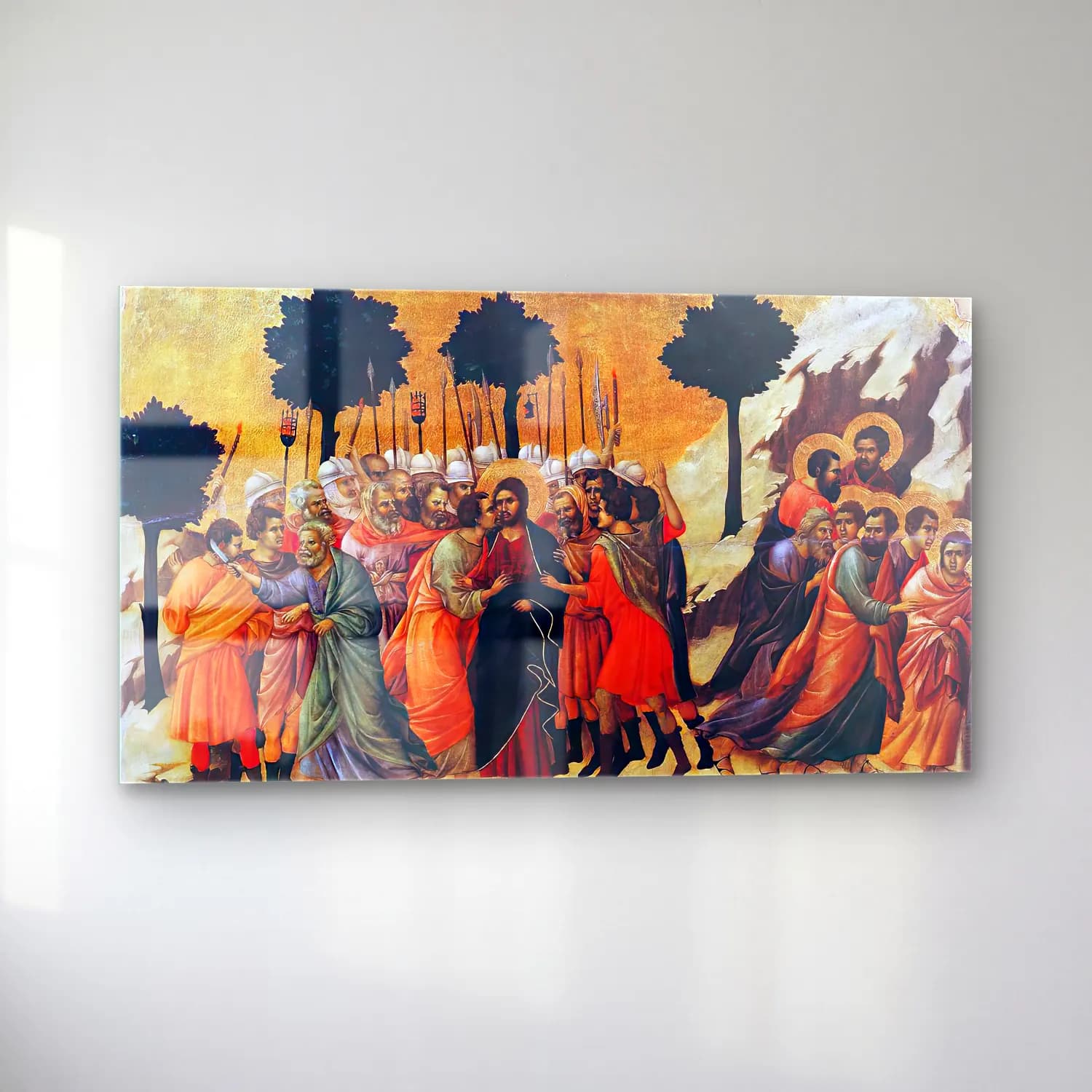 Duccio di Buoninsegna – Christ Taken Prisoner (scene 7) cam tablo — sol açıdan görünüm