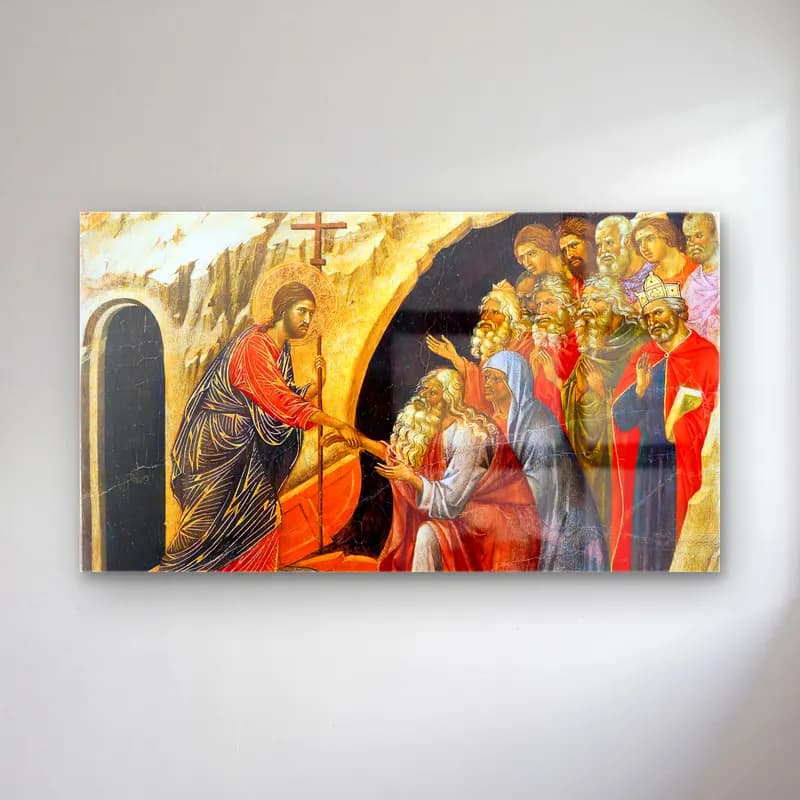 Duccio di Buoninsegna – Christ in Limbo (scene 24) cam tablo — Duccio di Buoninsegna – Christ in Limbo (scene 24) — empresyonist dini sahne