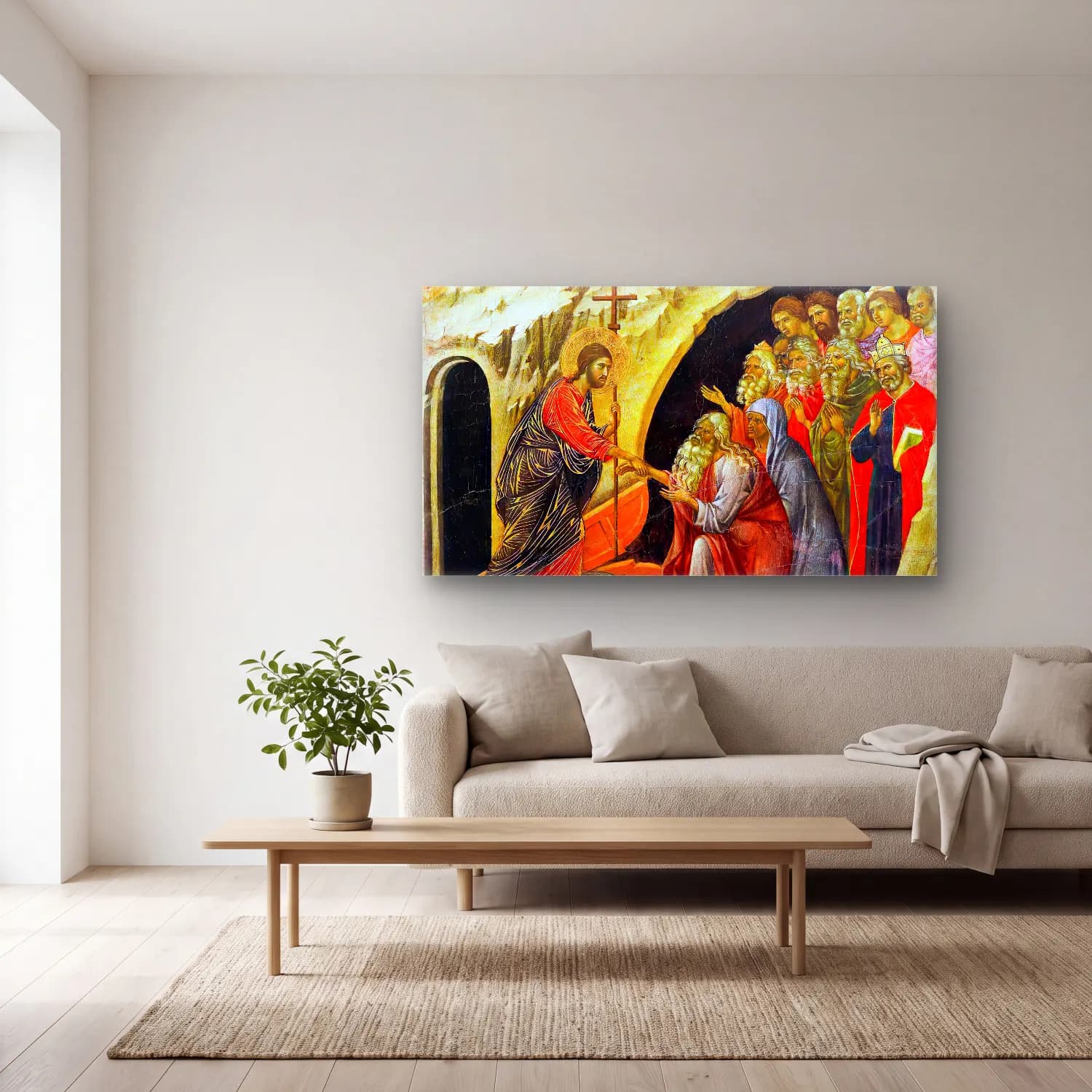 Duccio di Buoninsegna – Christ in Limbo (scene 24) cam tablo — açık renk salonda