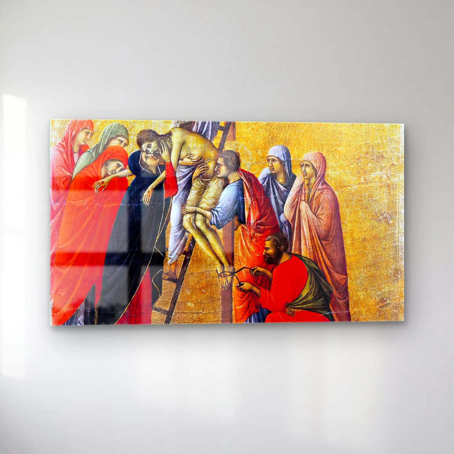 Duccio di Buoninsegna – Deposition (scene 21) cam tablo — sol açıdan görünüm