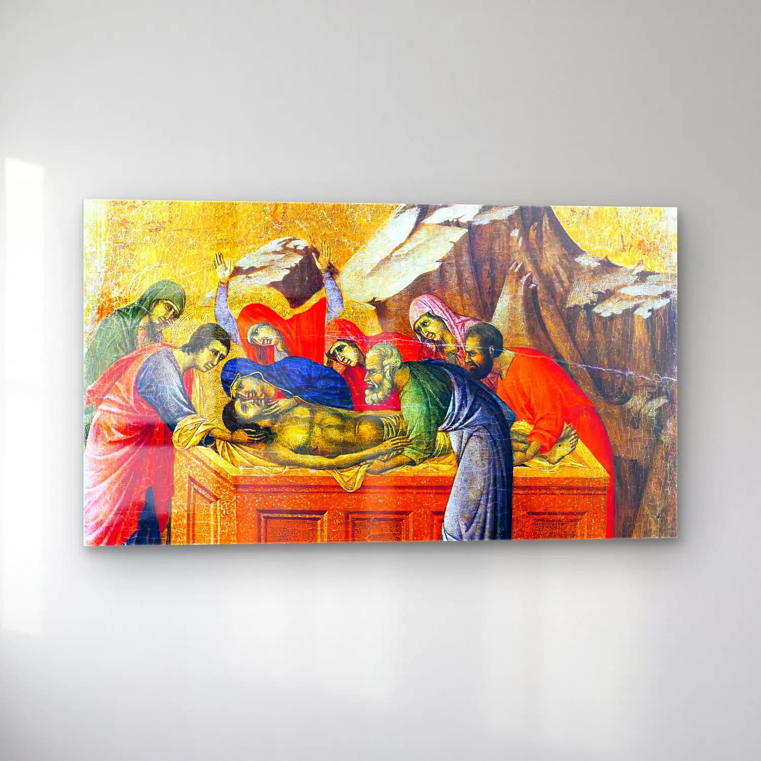 Duccio di Buoninsegna – Entombment (scene 22) cam tablo — sol açıdan görünüm