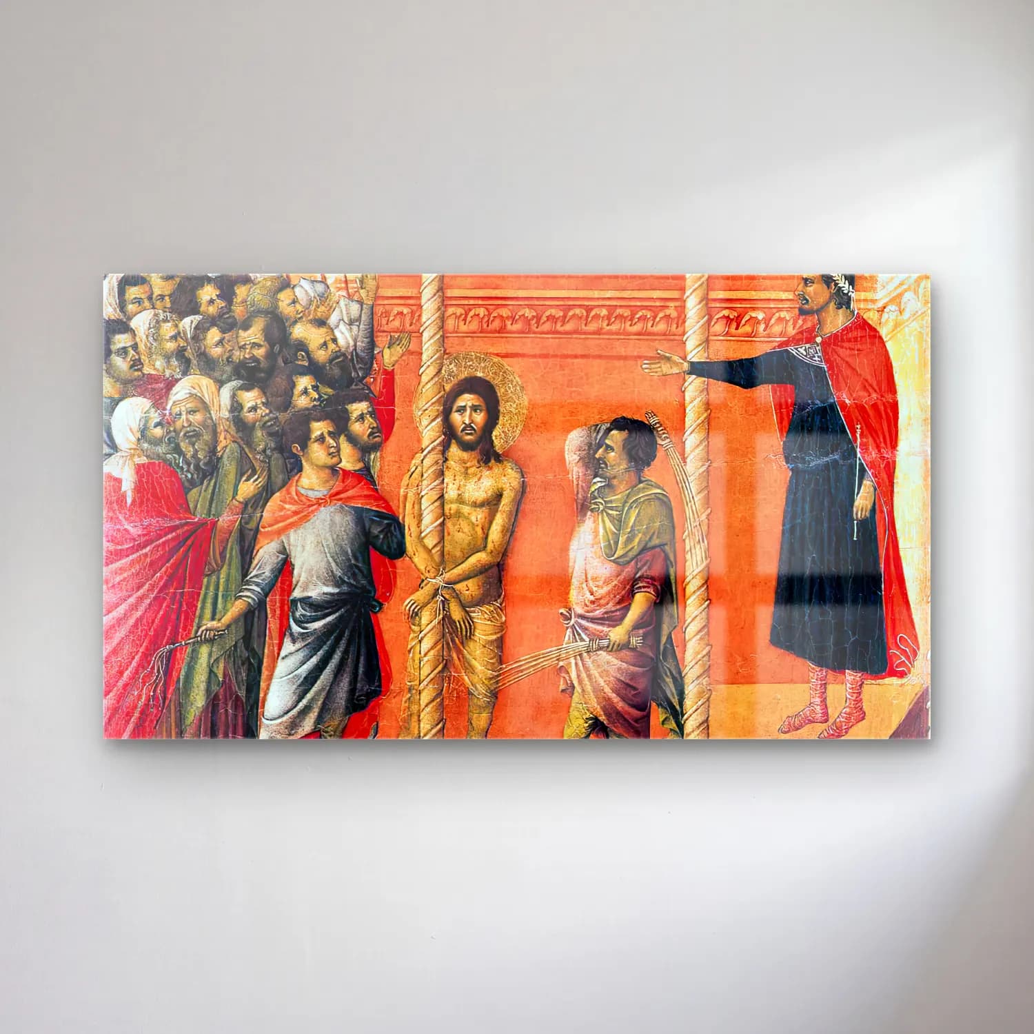 Duccio di Buoninsegna – Flagellation (scene 16) cam tablo — Duccio di Buoninsegna – Flagellation (scene 16) — vintage dini sahne