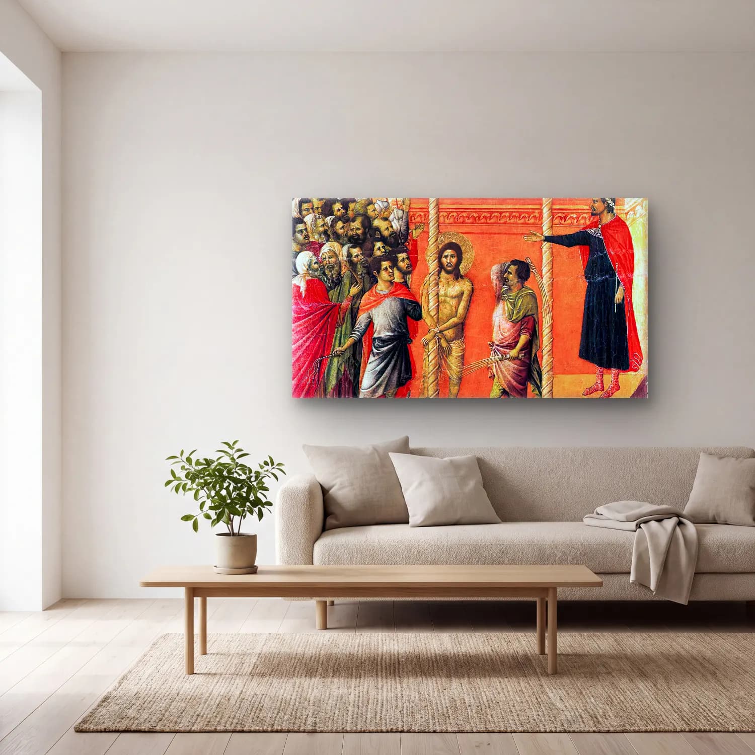 Duccio di Buoninsegna – Flagellation (scene 16) cam tablo — açık renk salonda