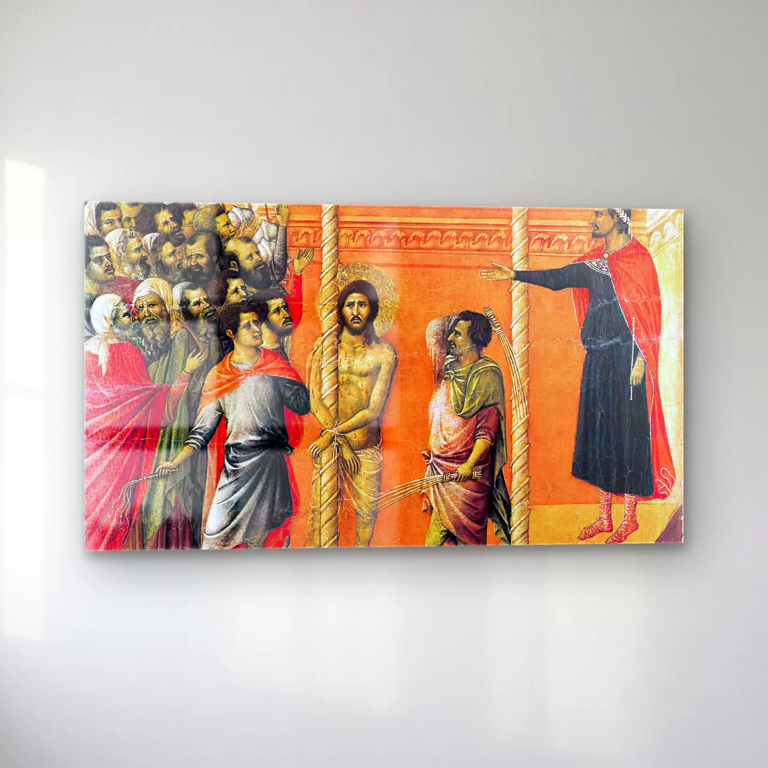 Duccio di Buoninsegna – Flagellation (scene 16) cam tablo — sol açıdan görünüm