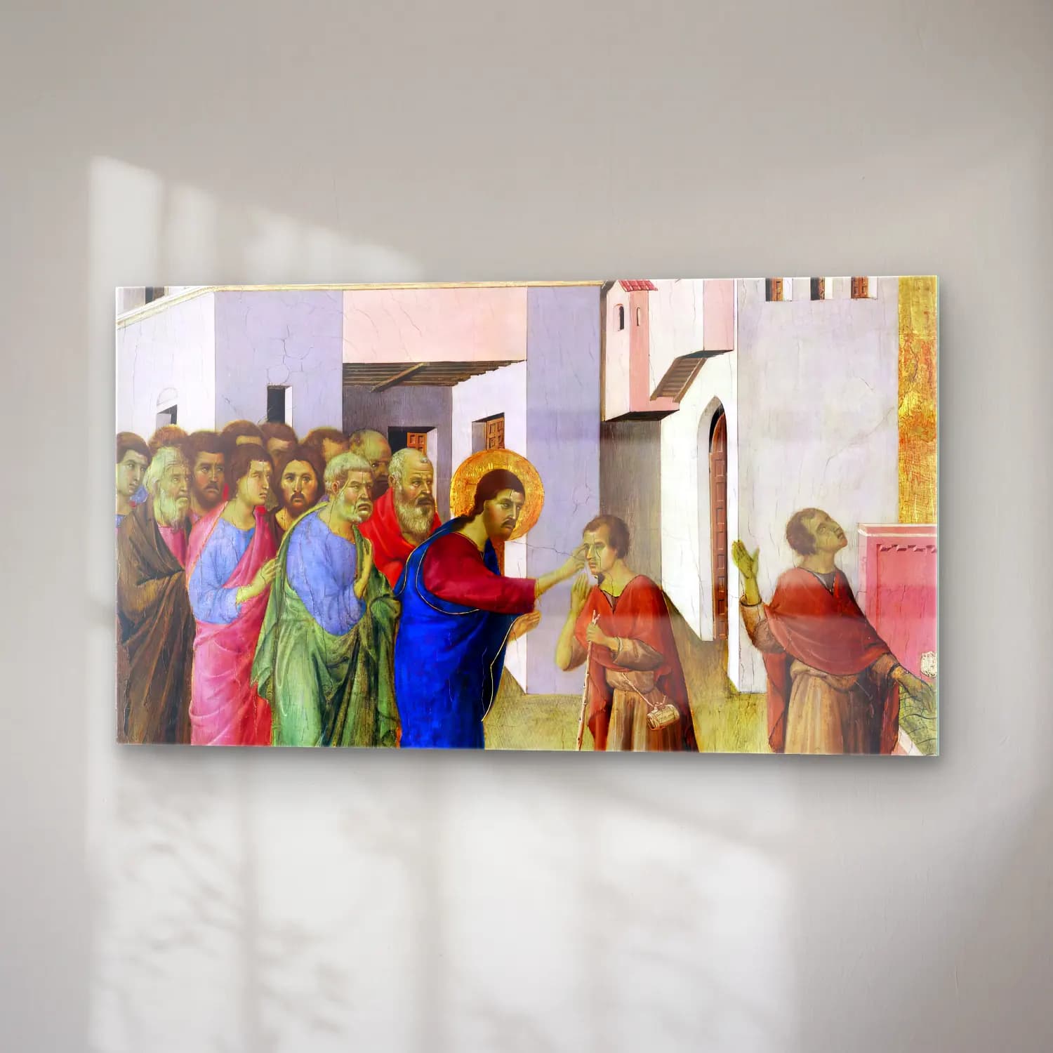 Duccio di Buoninsegna – Healing of the Blind Man (scene 7) cam tablo — sağ açıdan görünüm