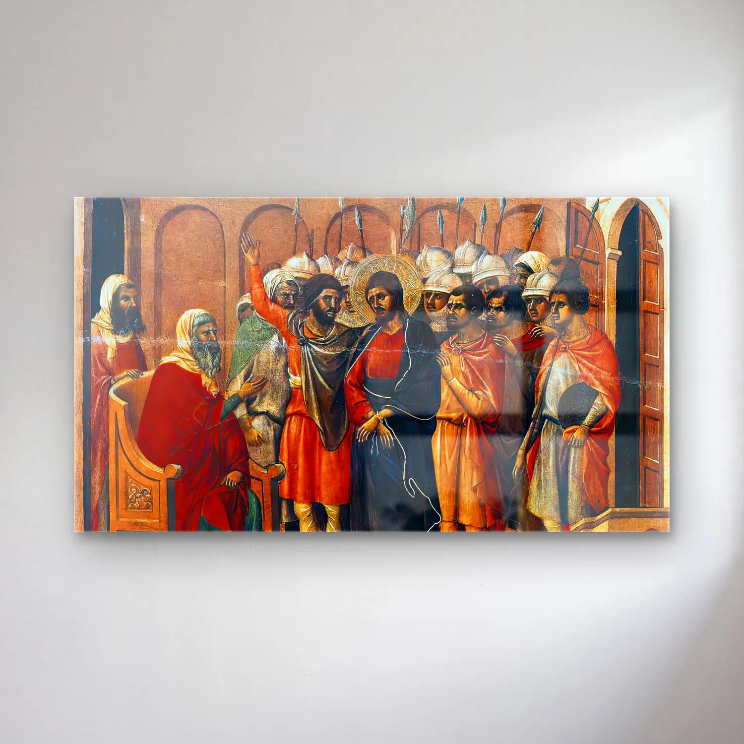Duccio di Buoninsegna – Jesus before Annas (scene 8) cam tablo — Duccio di Buoninsegna – Jesus before Annas (scene 8) — empresyonist dini sahne