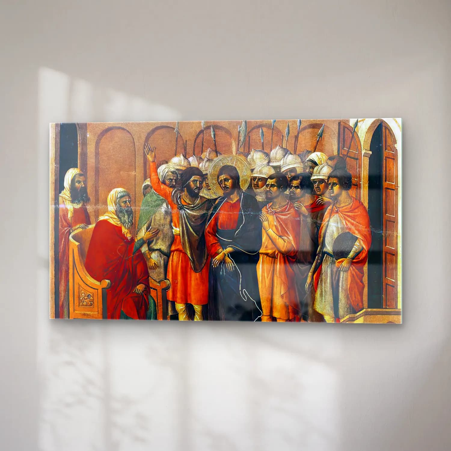 Duccio di Buoninsegna – Jesus before Annas (scene 8) cam tablo — sağ açıdan görünüm