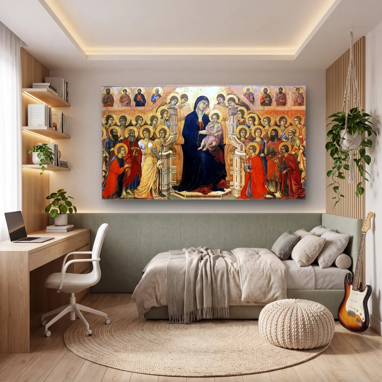 Duccio di Buoninsegna – Maestà (Madonna with Angels and Saints) cam tablo — genç odasında
