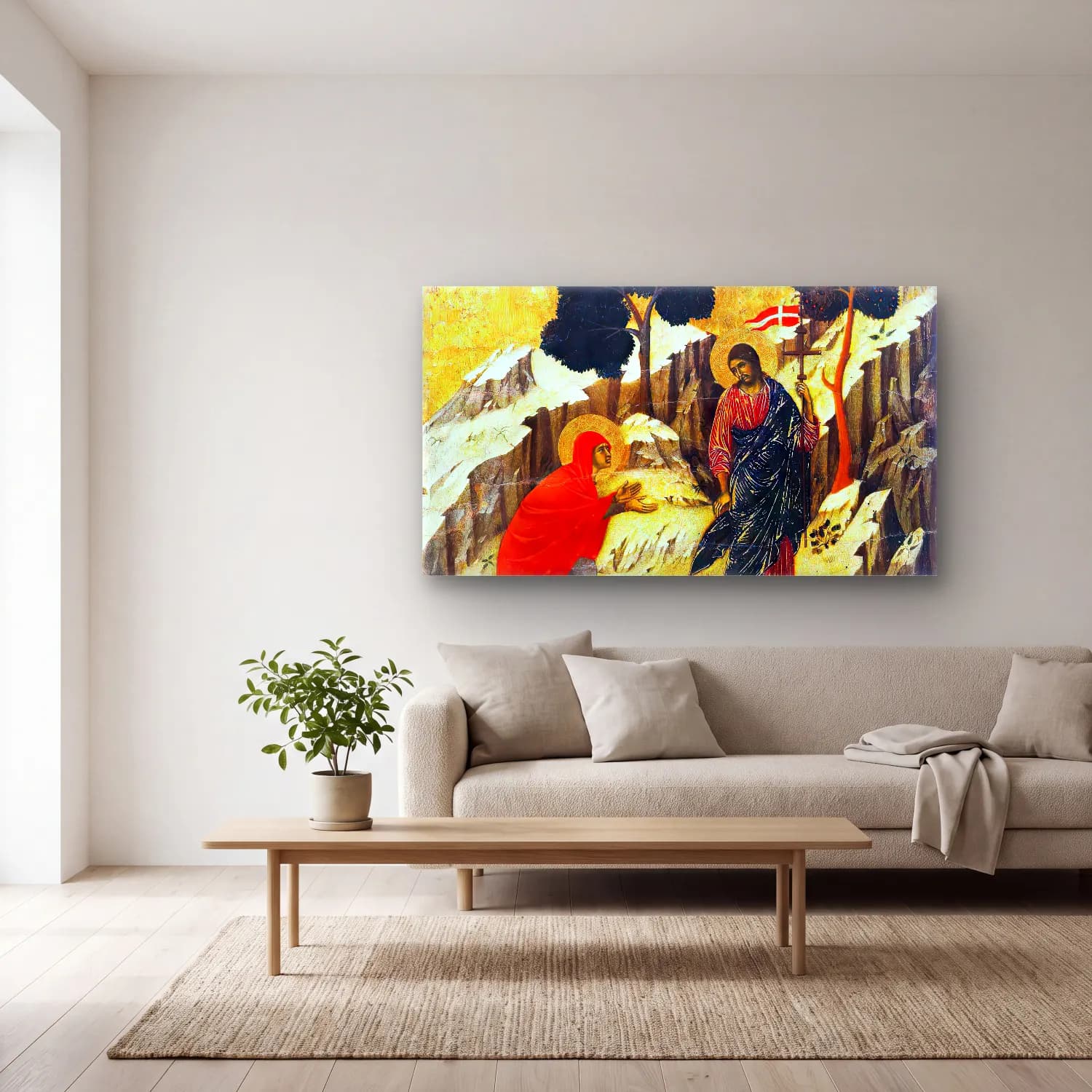 Duccio di Buoninsegna – Noli me tangere (scene 25) cam tablo — açık renk salonda