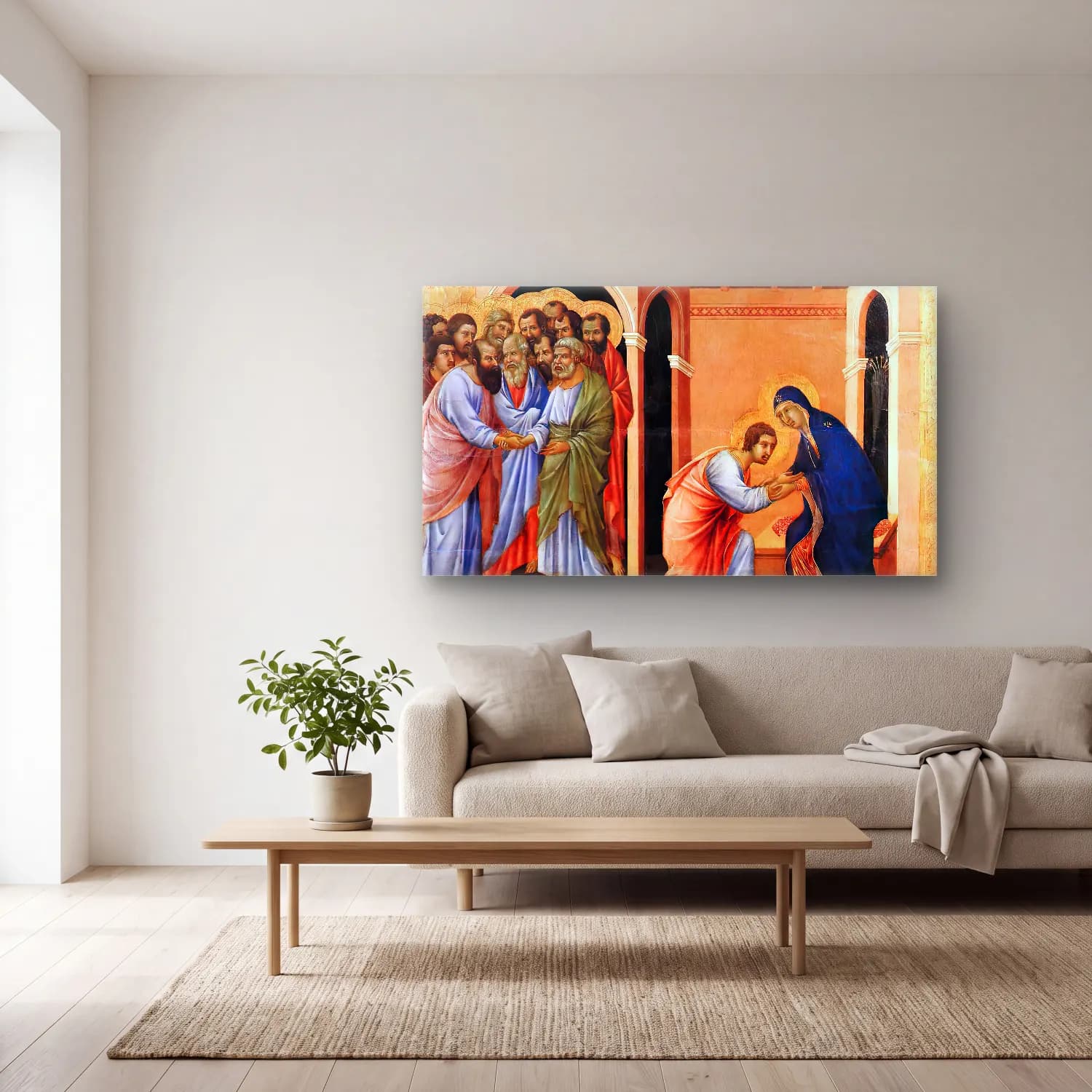 Duccio di Buoninsegna – Parting from St John (panel 2) cam tablo — açık renk salonda