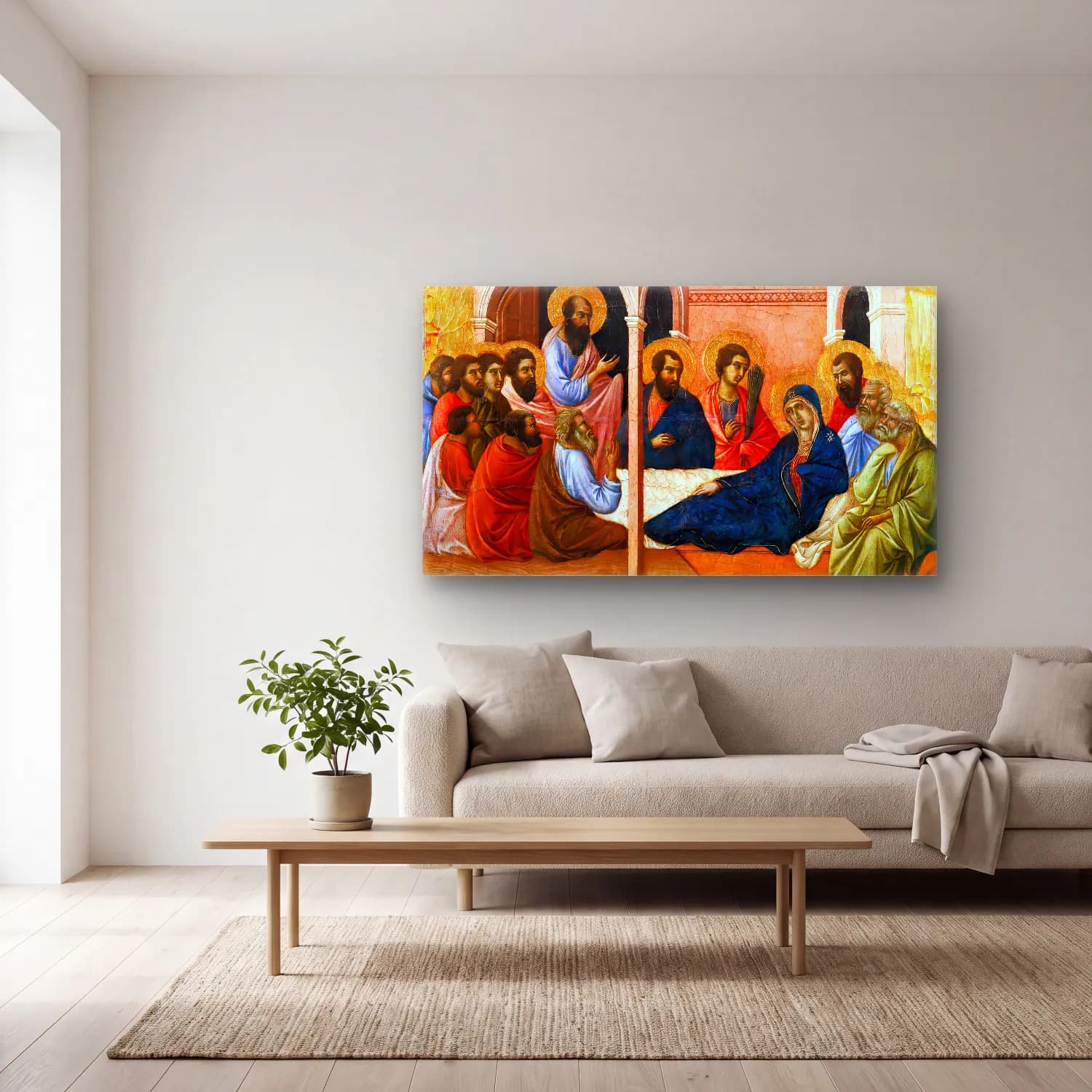 Duccio di Buoninsegna – Parting from the Apostles (panel 3) cam tablo — açık renk salonda
