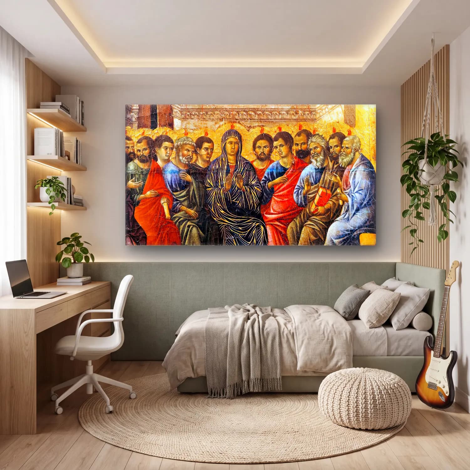 Duccio di Buoninsegna – Pentecost (panel 8) cam tablo — genç odasında