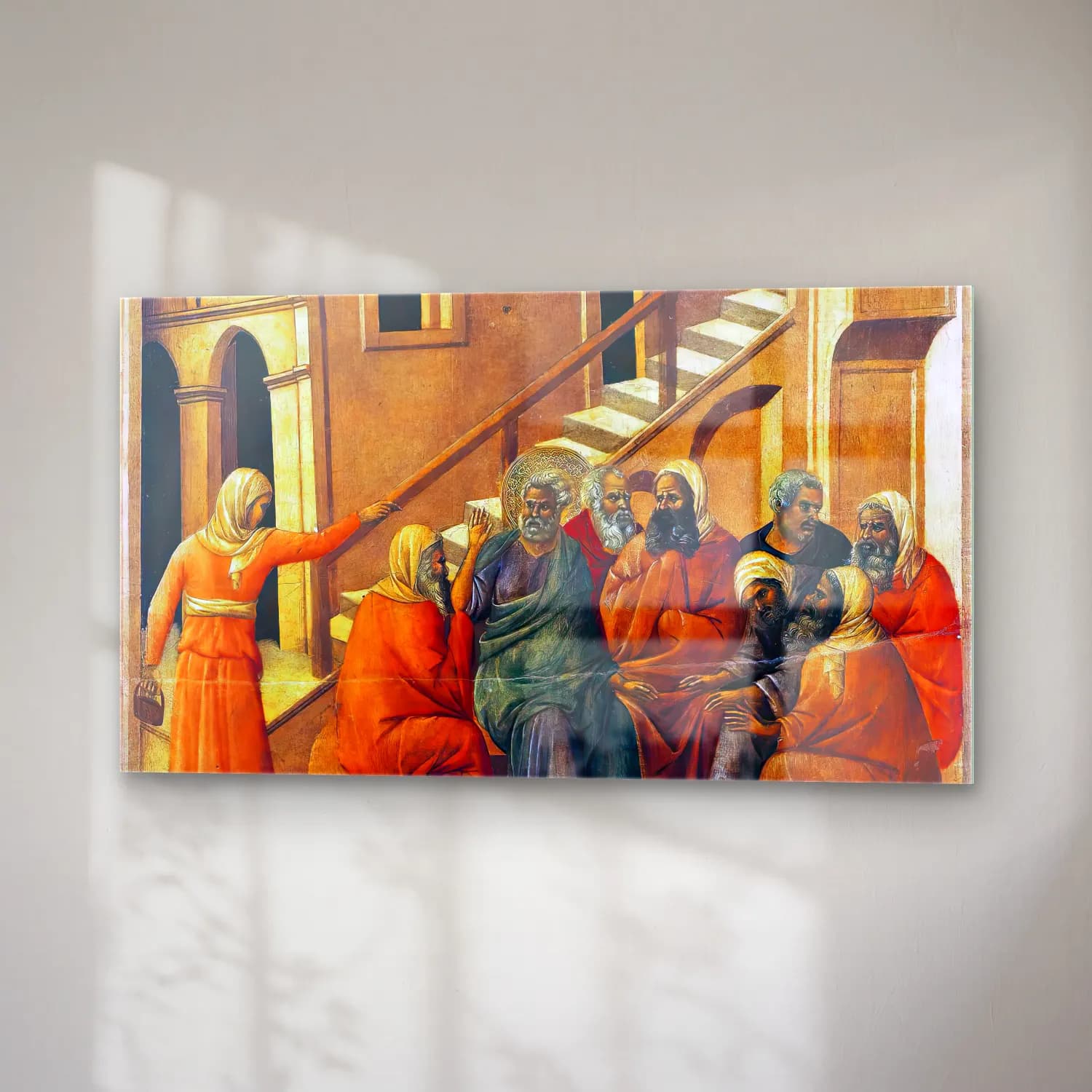 Duccio di Buoninsegna – Peter First Denying Jesus (scene 9) cam tablo — sağ açıdan görünüm