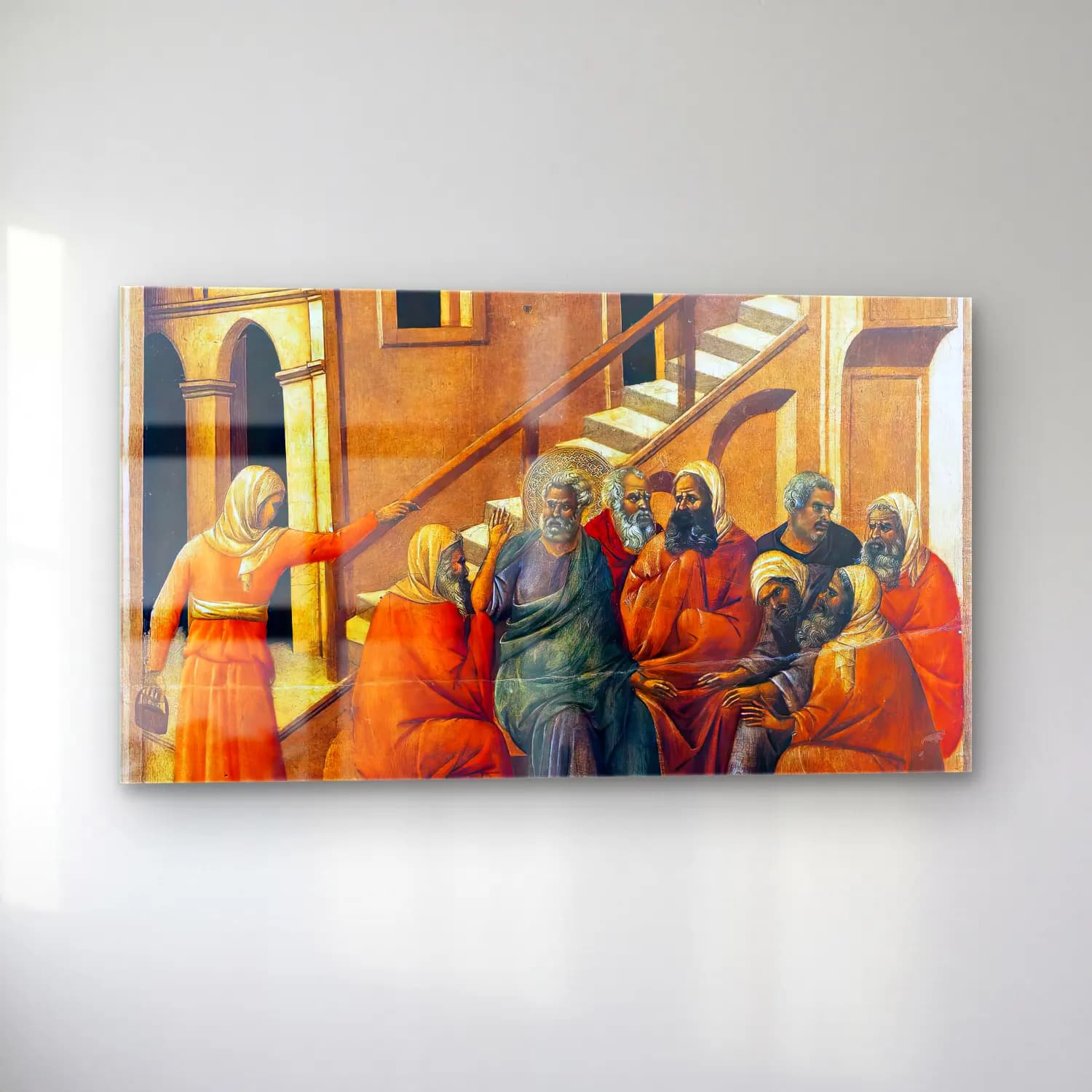 Duccio di Buoninsegna – Peter First Denying Jesus (scene 9) cam tablo — sol açıdan görünüm