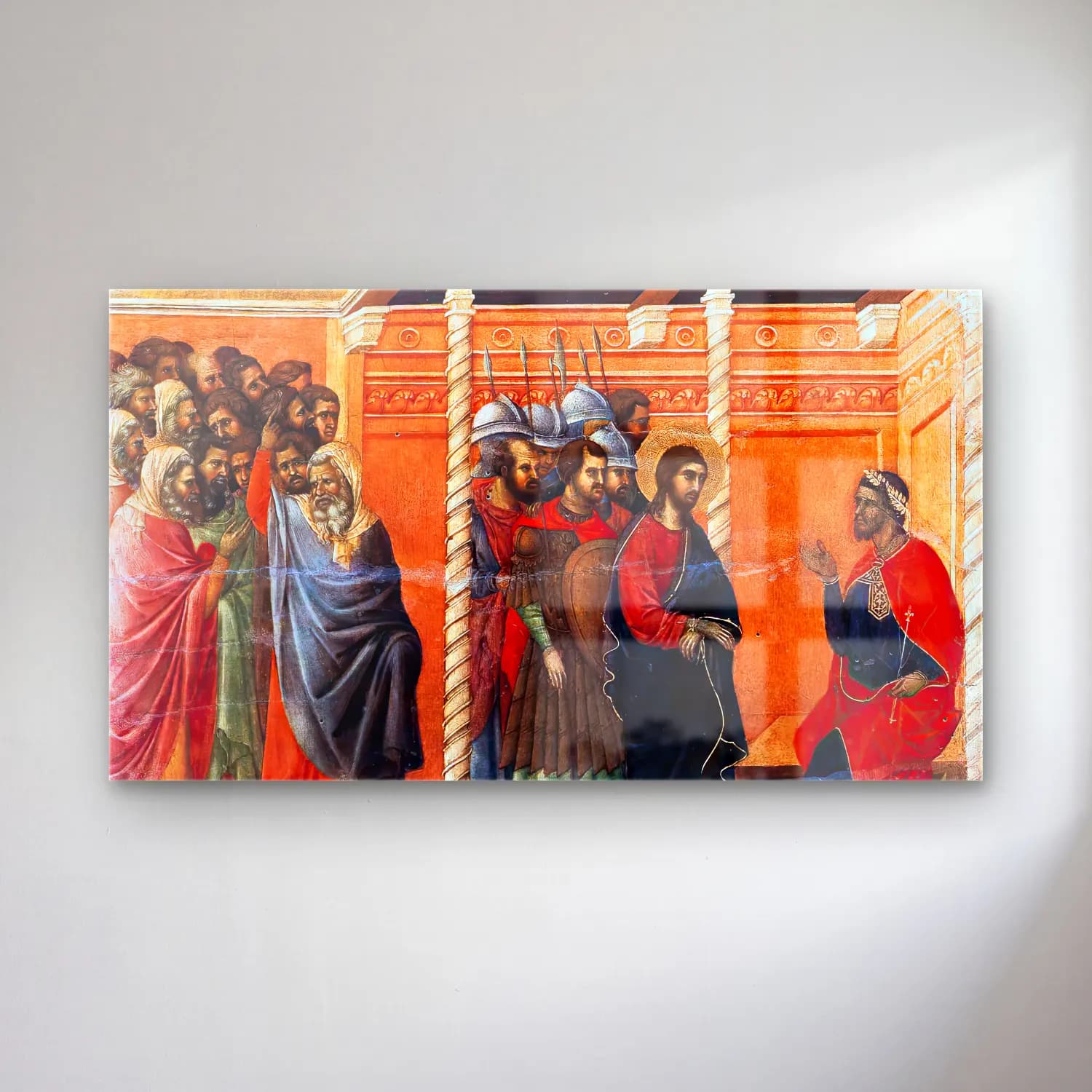 Duccio di Buoninsegna – Pilate s First Interrogation of Christ (scene 13) cam tablo — Duccio di Buoninsegna – Pilate s First Interrogation of Christ (scene 13) — yağlı boya dini sahne