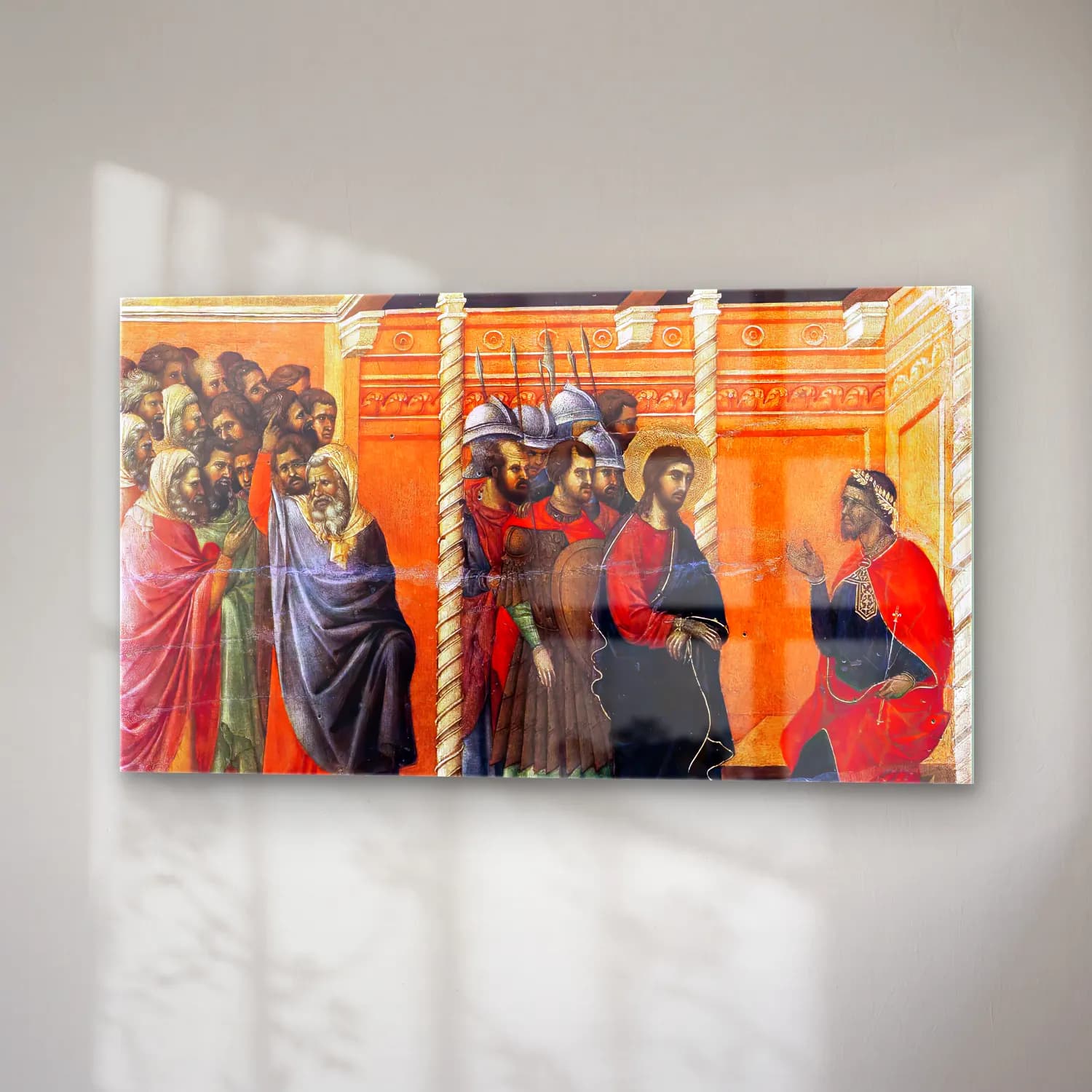 Duccio di Buoninsegna – Pilate s First Interrogation of Christ (scene 13) cam tablo — sağ açıdan görünüm