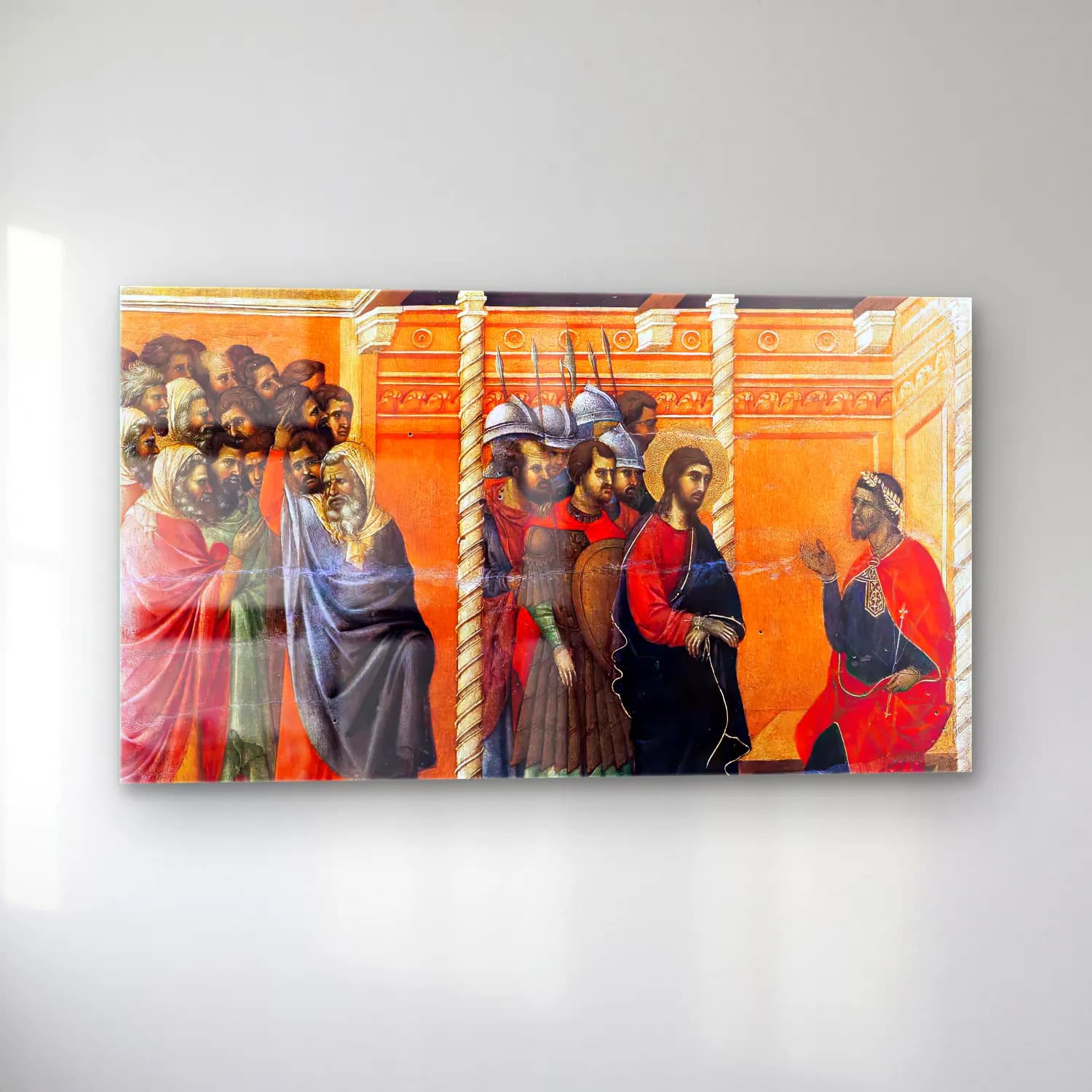 Duccio di Buoninsegna – Pilate s First Interrogation of Christ (scene 13) cam tablo — sol açıdan görünüm