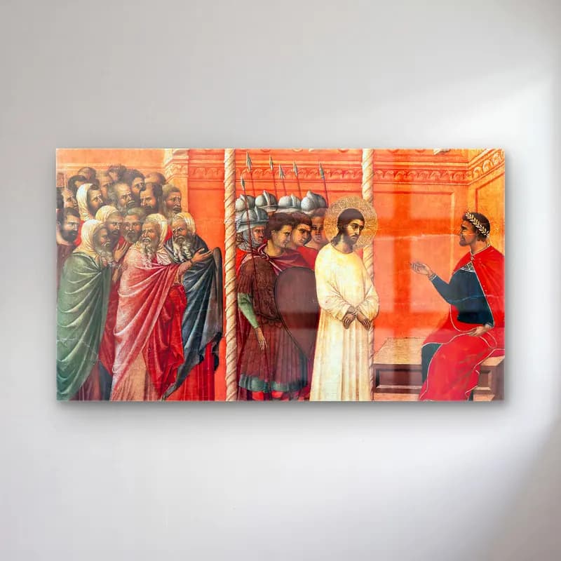 Duccio di Buoninsegna – Pilate s Second Interrogation of Christ (scene 15) cam tablo — Duccio di Buoninsegna – Pilate s Second Interrogation of Christ (scene 15) — yağlı boya dini sahne