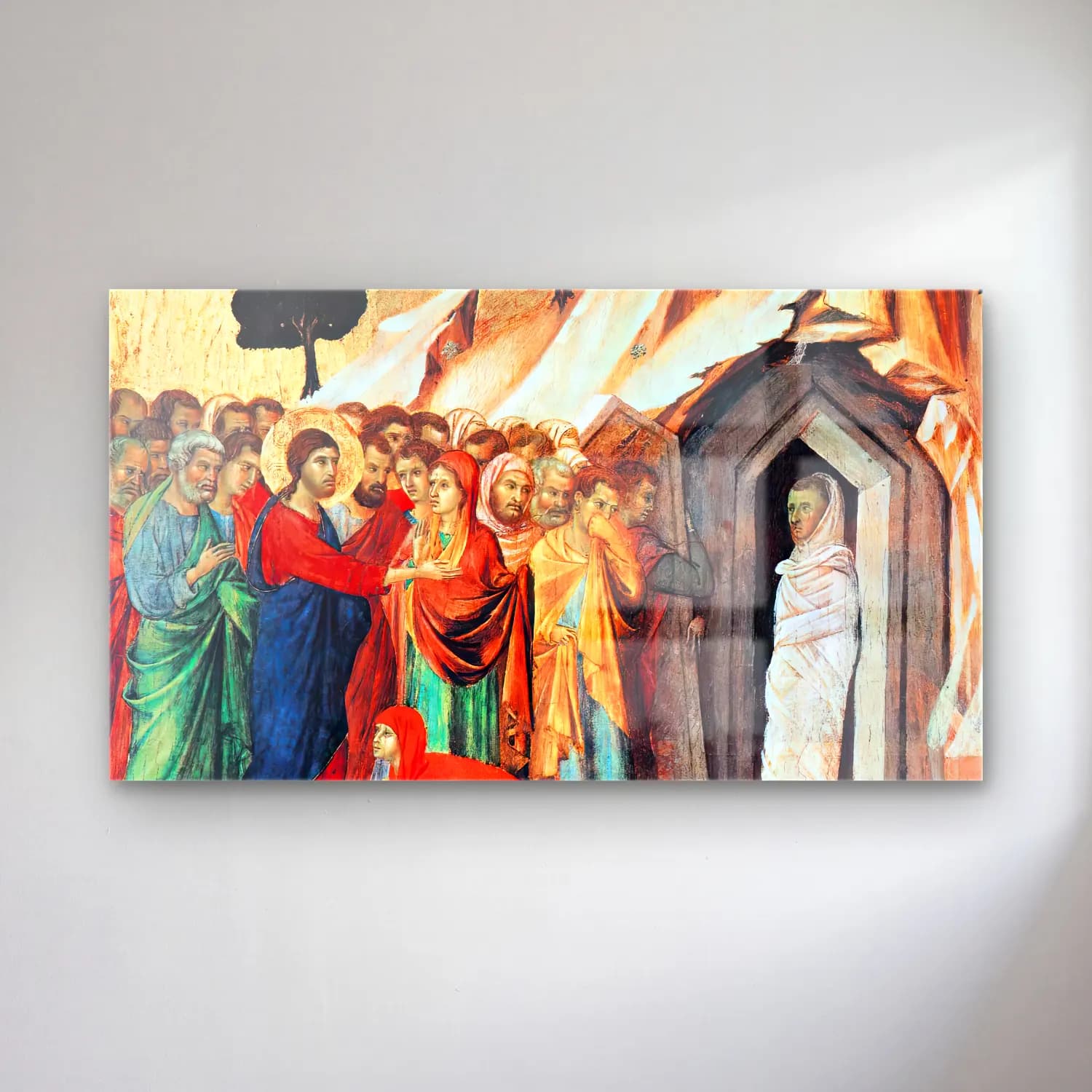 Duccio di Buoninsegna – Raising of Lazarus (scene 9) cam tablo — Duccio di Buoninsegna – Raising of Lazarus (scene 9) — empresyonist dini sahne