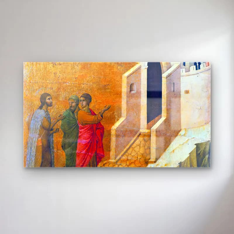 Duccio di Buoninsegna – Road to Emmaus (scene 26) cam tablo — Duccio di Buoninsegna – Road to Emmaus (scene 26) — empresyonist dini sahne