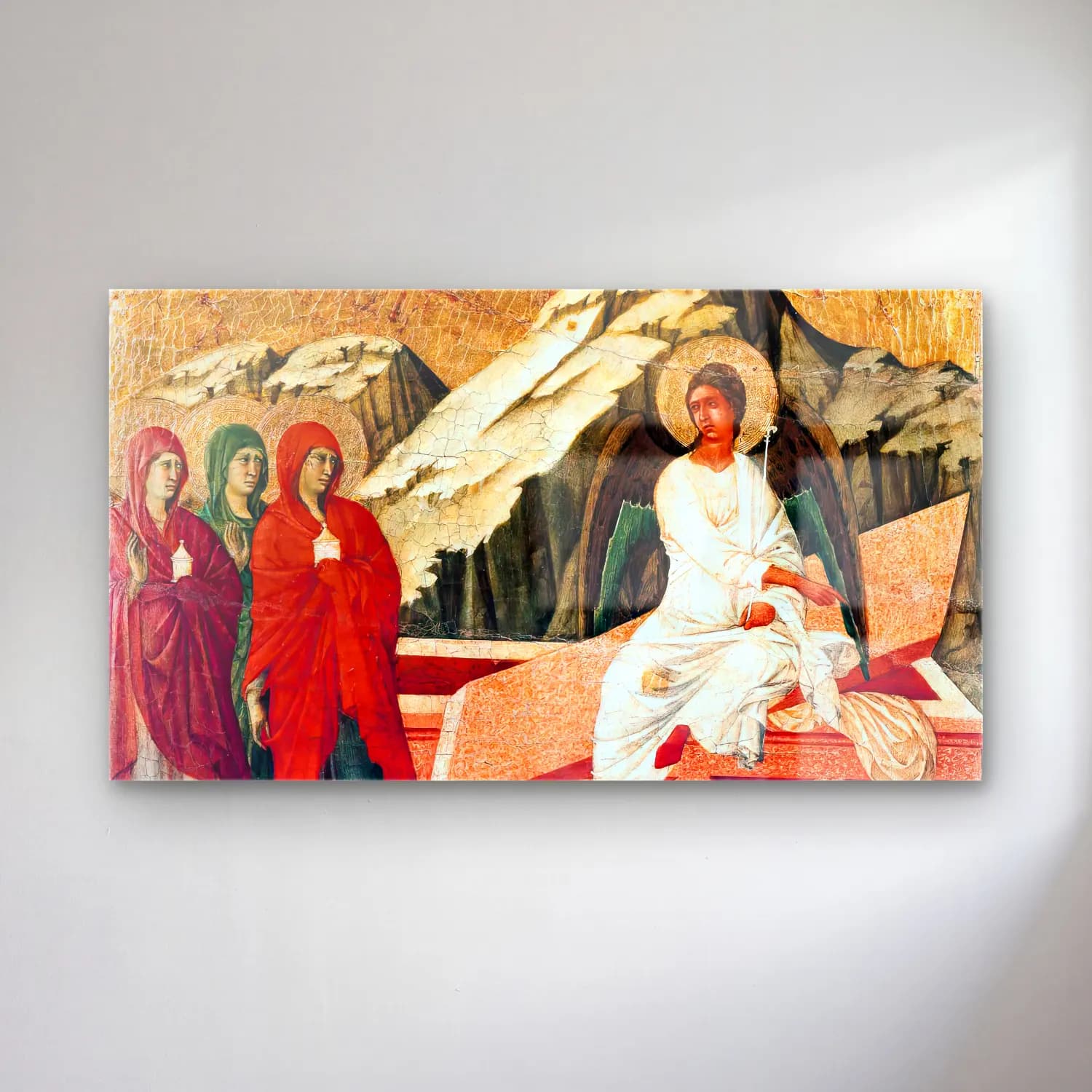Duccio di Buoninsegna – The Three Marys at the Tomb (scene 23) cam tablo — Duccio di Buoninsegna – The Three Marys at the Tomb (scene 23) — yağlı boya dini sahne