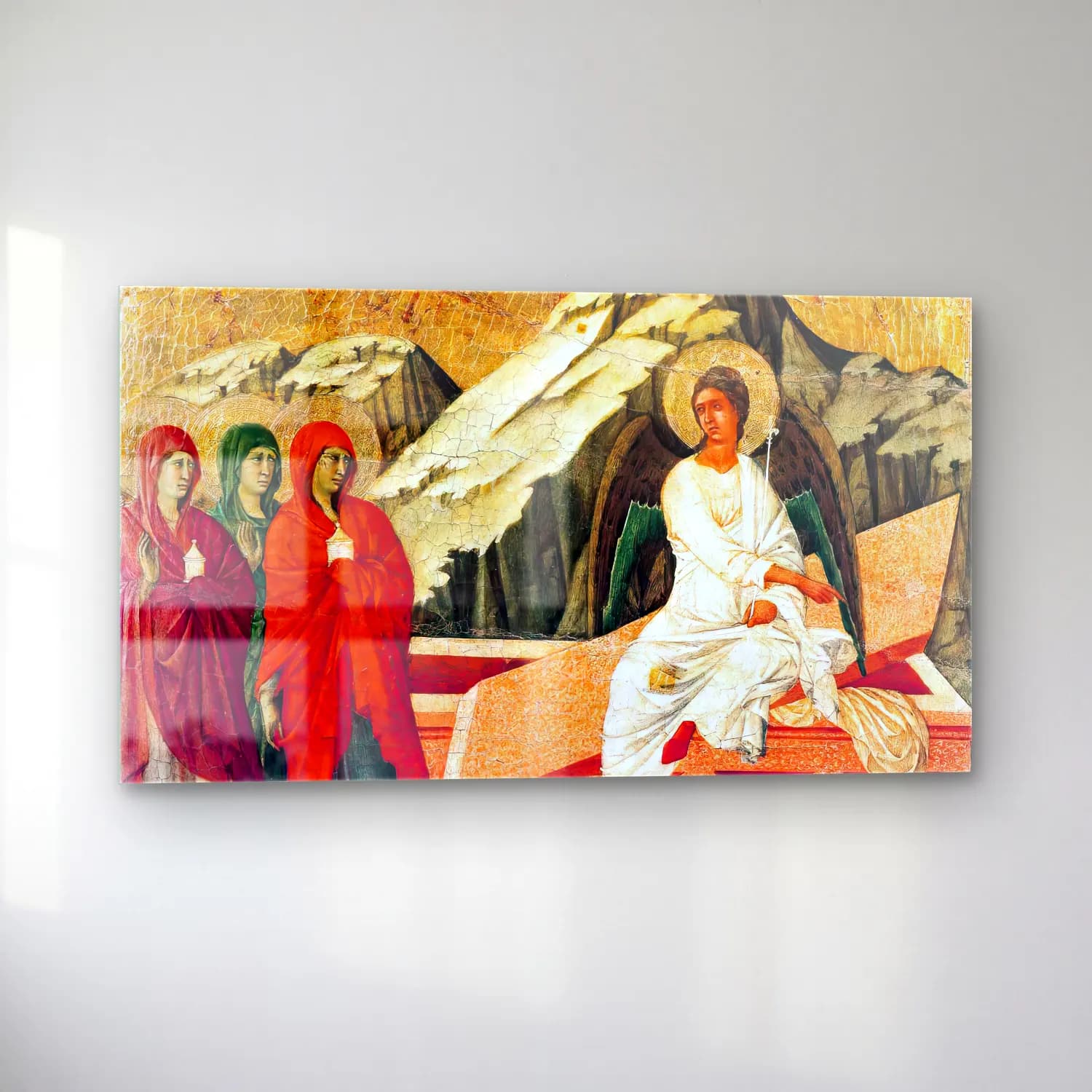 Duccio di Buoninsegna – The Three Marys at the Tomb (scene 23) cam tablo — sol açıdan görünüm