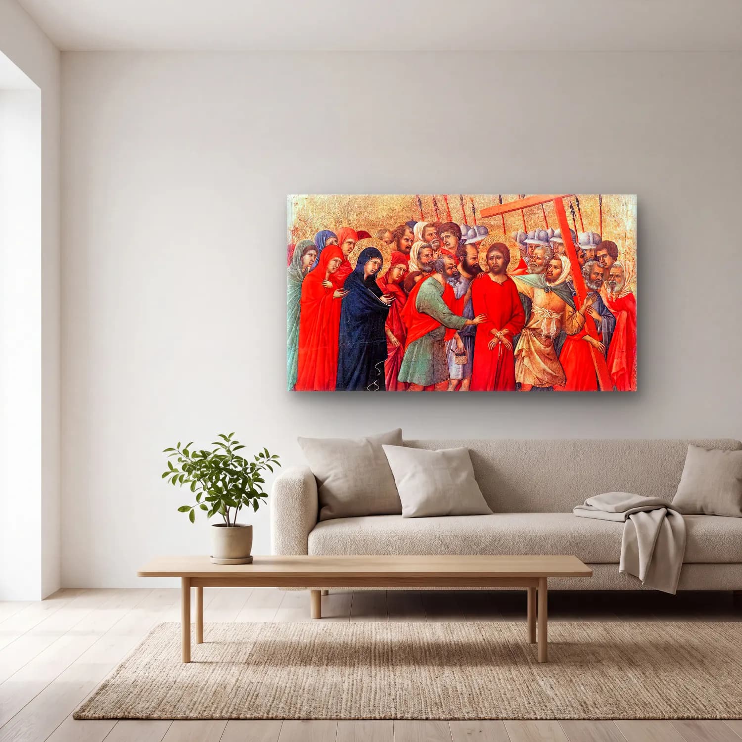 Duccio di Buoninsegna – Way to Calvary (scene 19) cam tablo — açık renk salonda