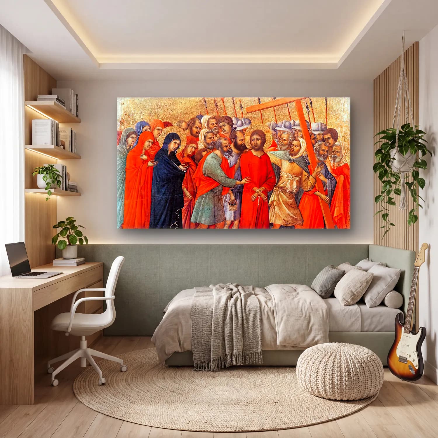 Duccio di Buoninsegna – Way to Calvary (scene 19) cam tablo — genç odasında
