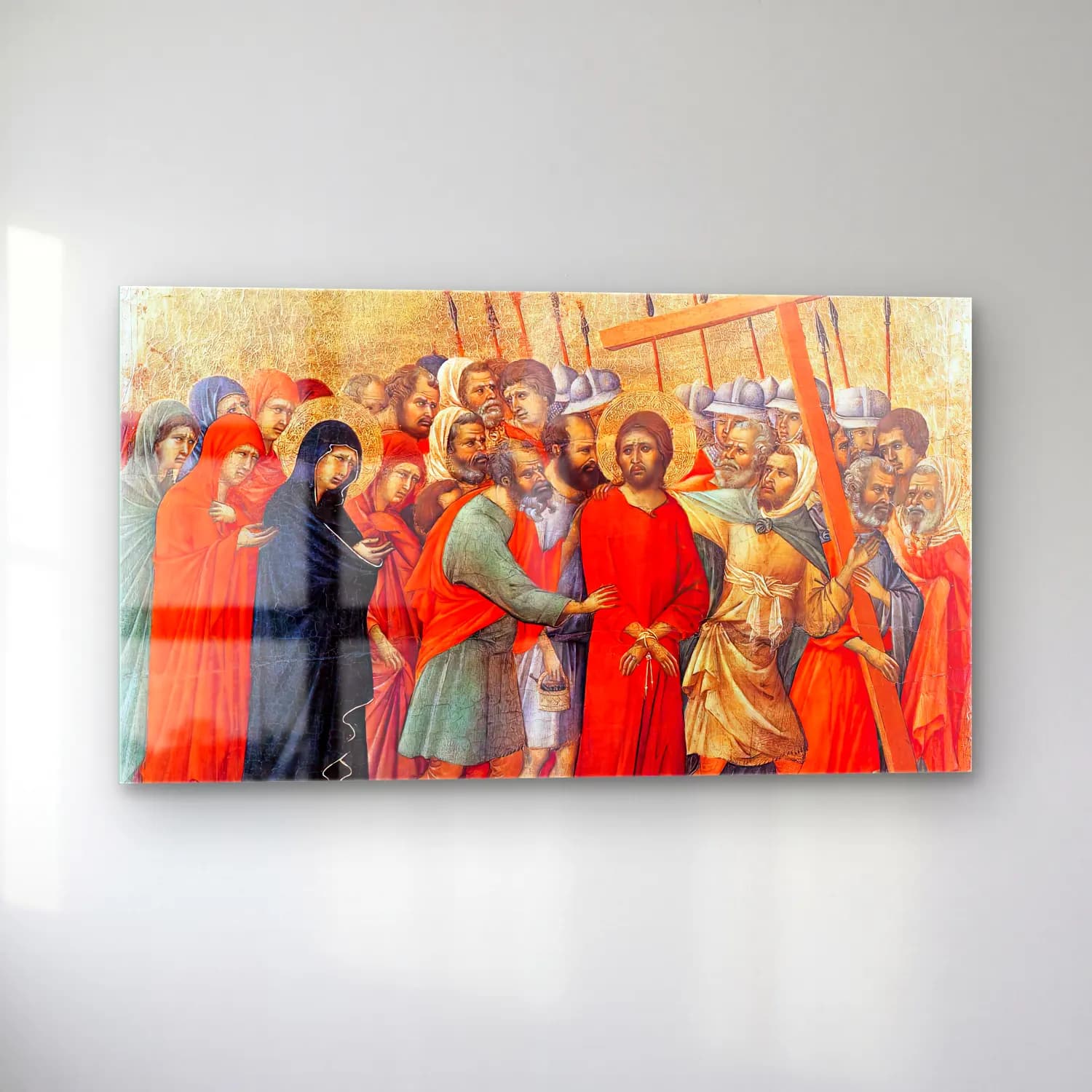 Duccio di Buoninsegna – Way to Calvary (scene 19) cam tablo — sol açıdan görünüm