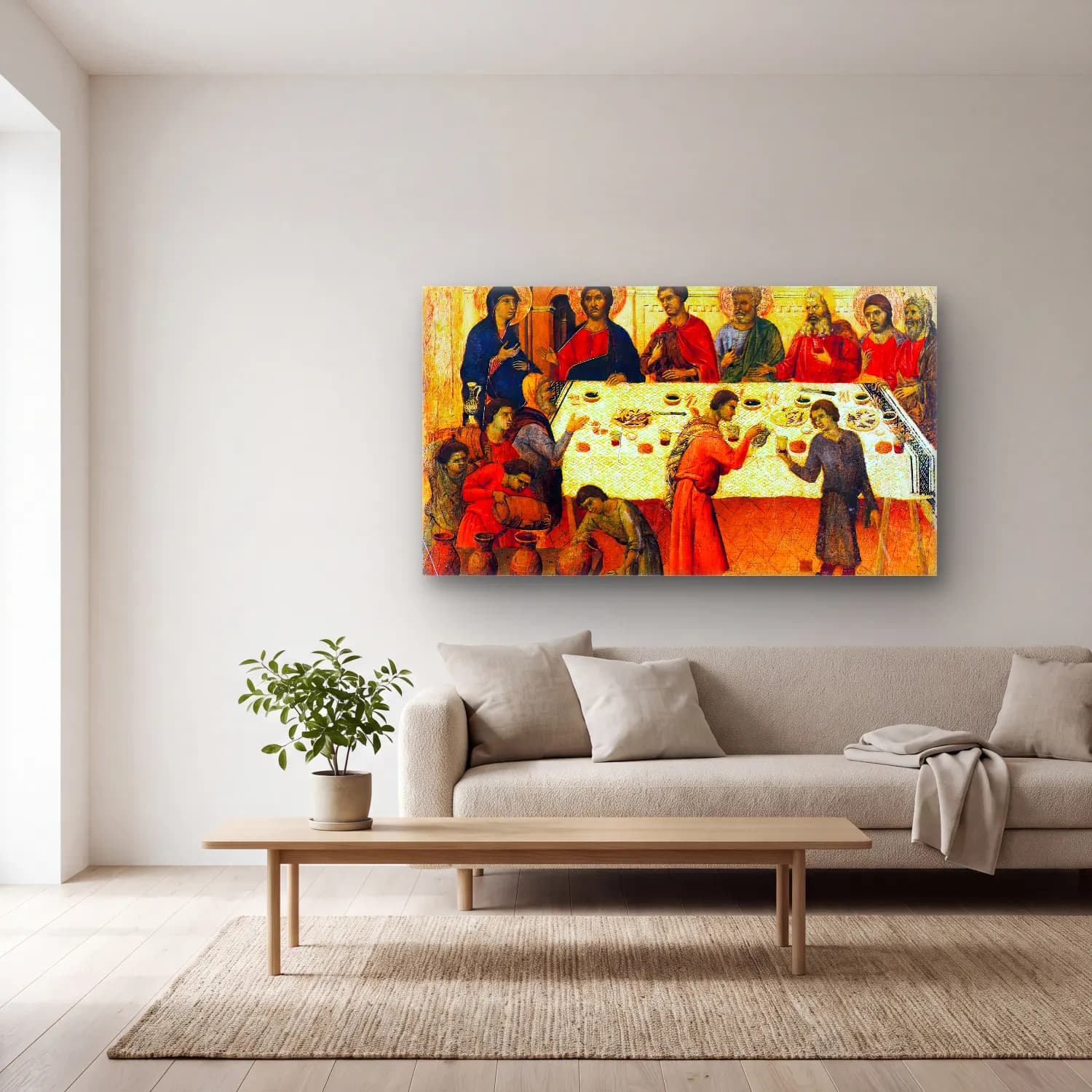Duccio di Buoninsegna – Wedding at Cana (scene 5) cam tablo — açık renk salonda